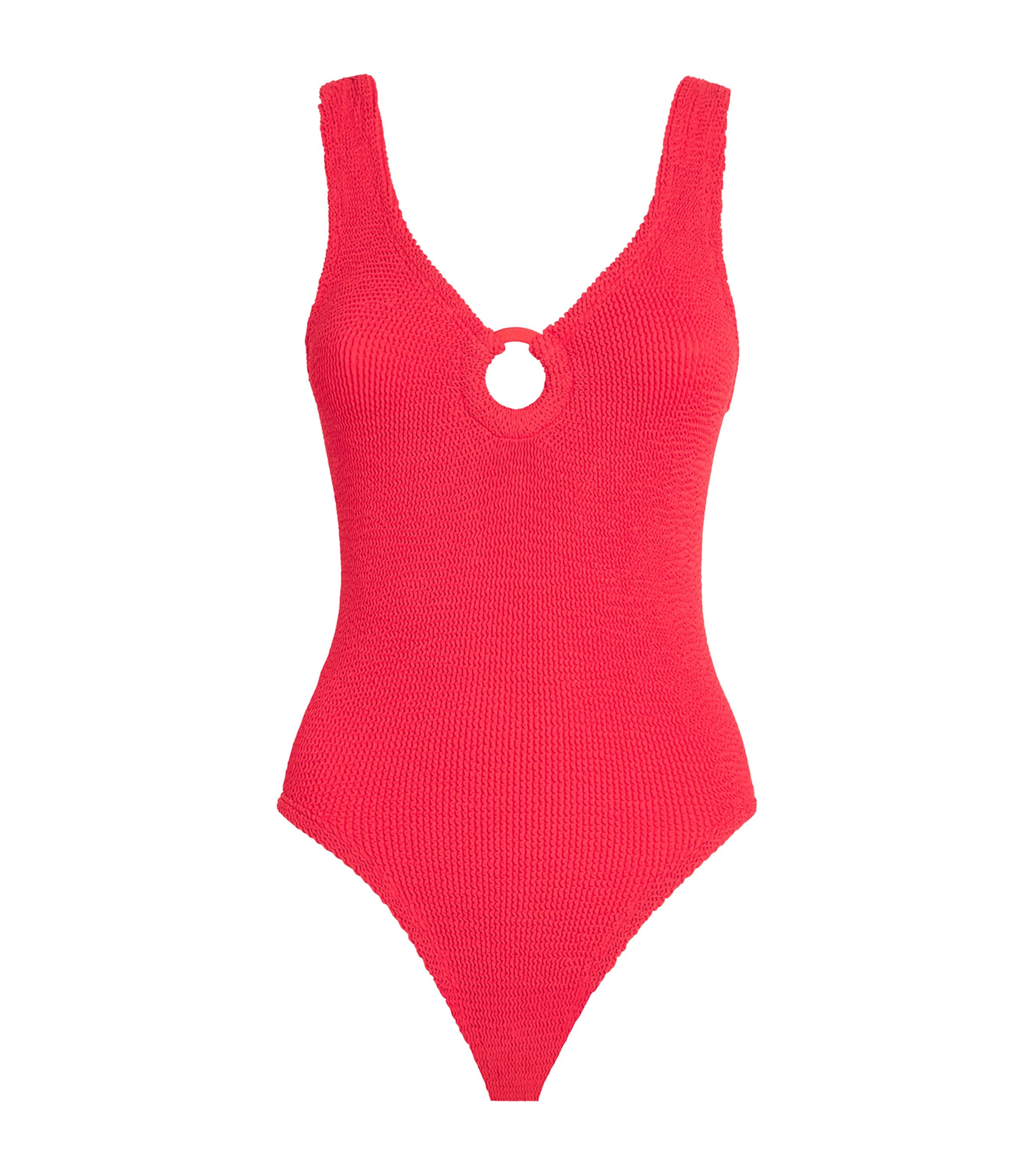 Hunza G Hg Celine Plunge Fab Hoop Swimsuit In Red