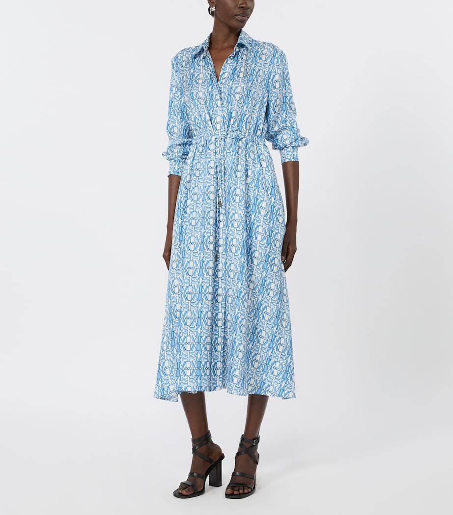 Max Mara Womens Silk Midi Shirt Dress Ocean Image 4