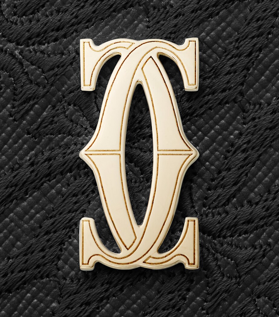 Leather C de Cartier Embroidered Card Holder BLACK Image 2