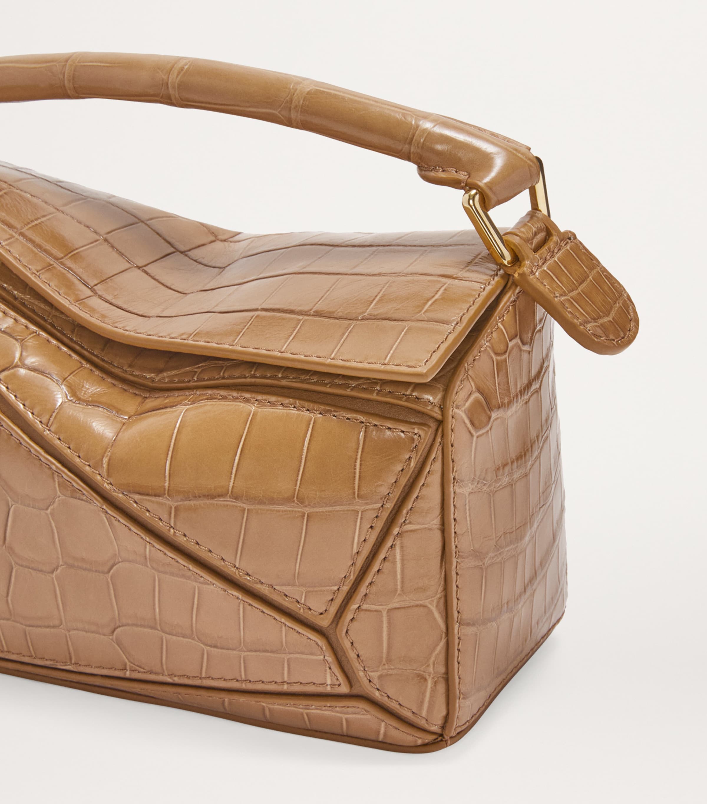 LOEWE Brown Mini Crocodile Puzzle Top-Handle Bag | Harrods US