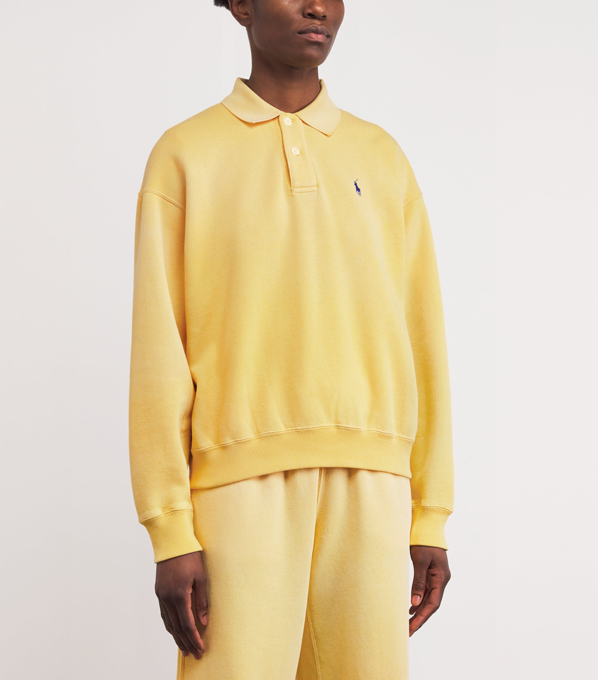 Cotton-Blend Polo Sweatshirt COLLEGIATE YELLOW Image 3