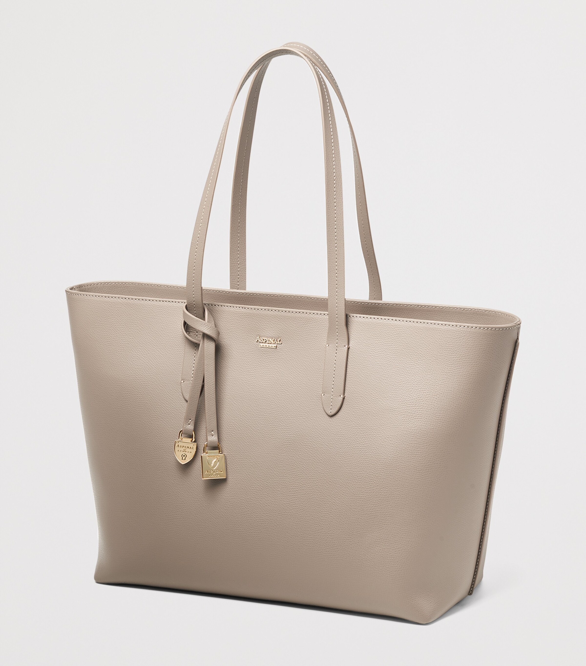 Aspinal Of London Leather East West Tote Bag Taupe Image 3