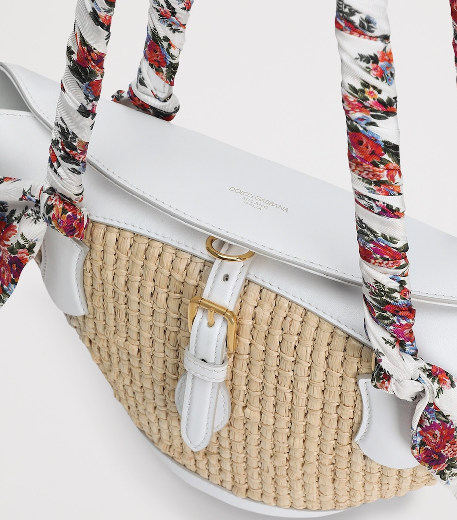 Dolce&Gabbana Raffia Capri Coppa Shoulder Bag Crema/bia Image 5