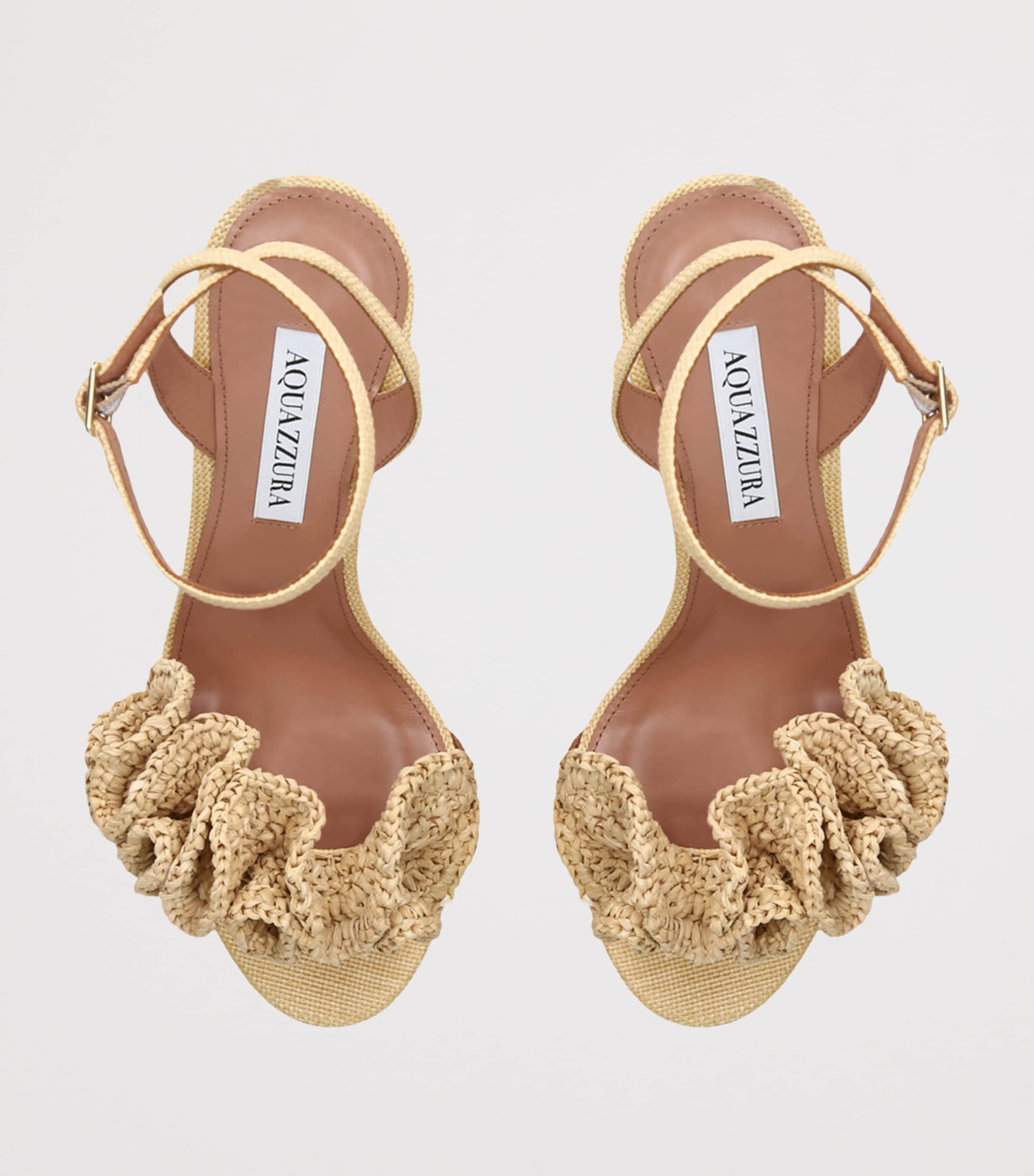 Aquazzura Raffia Ruffled Noches Tropicales Sandals 85