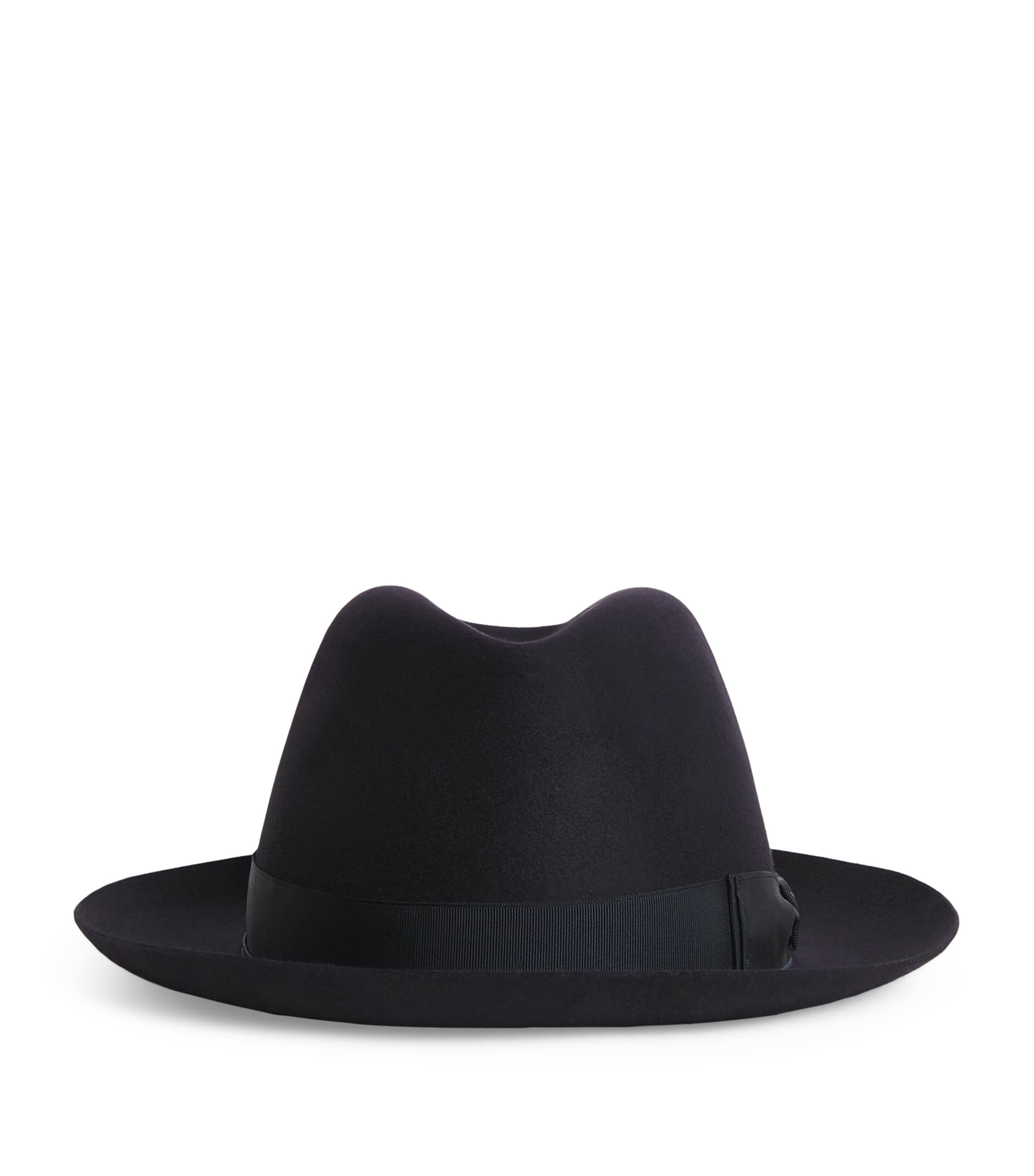Borsalino Beaver Felt Medium Brim Hat In Black