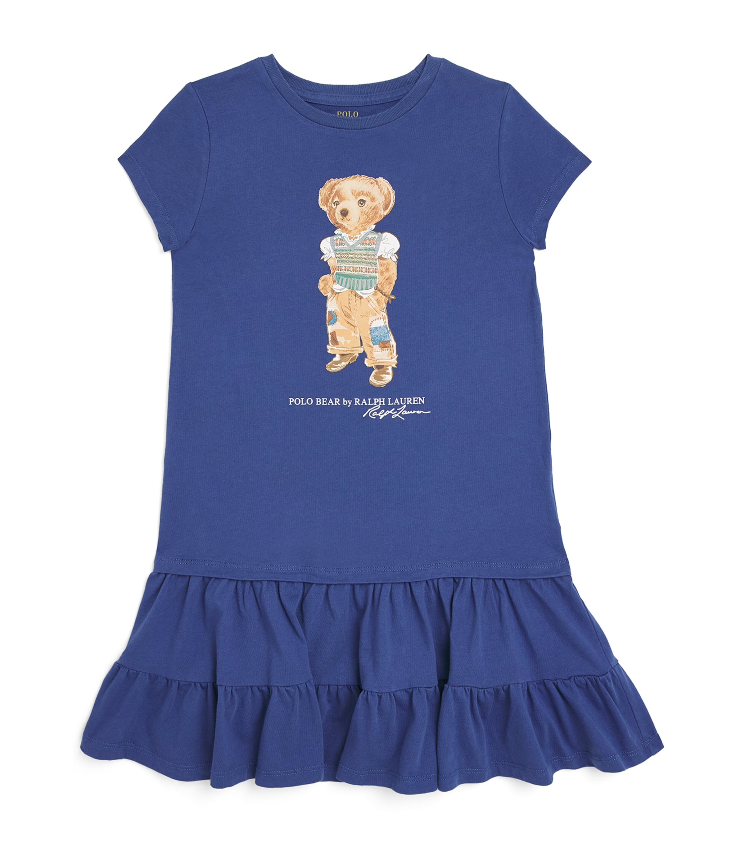 Ralph Lauren Kids Cotton Polo Bear Dress (2-7 Years) Old Royal Image 1