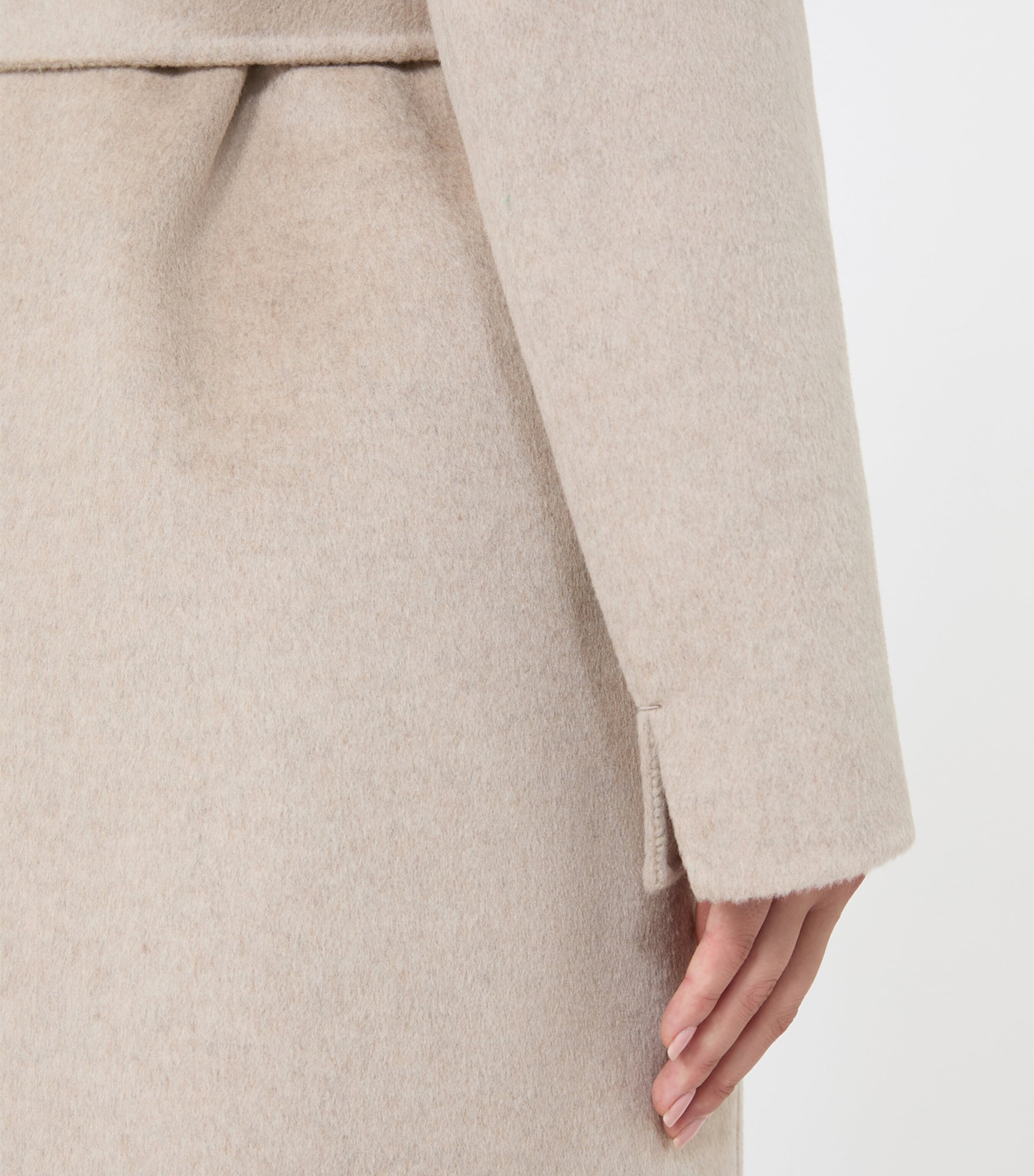 Max Mara Womens Virgin Wool-Cashmere Belted Coat Beige Image 6