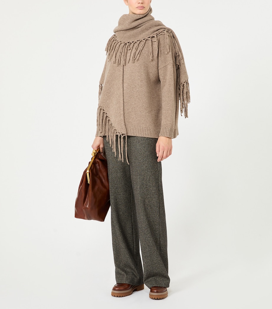 Weekend Max Mara Virgin Wool Fringed Shawl Turtledove Image 4
