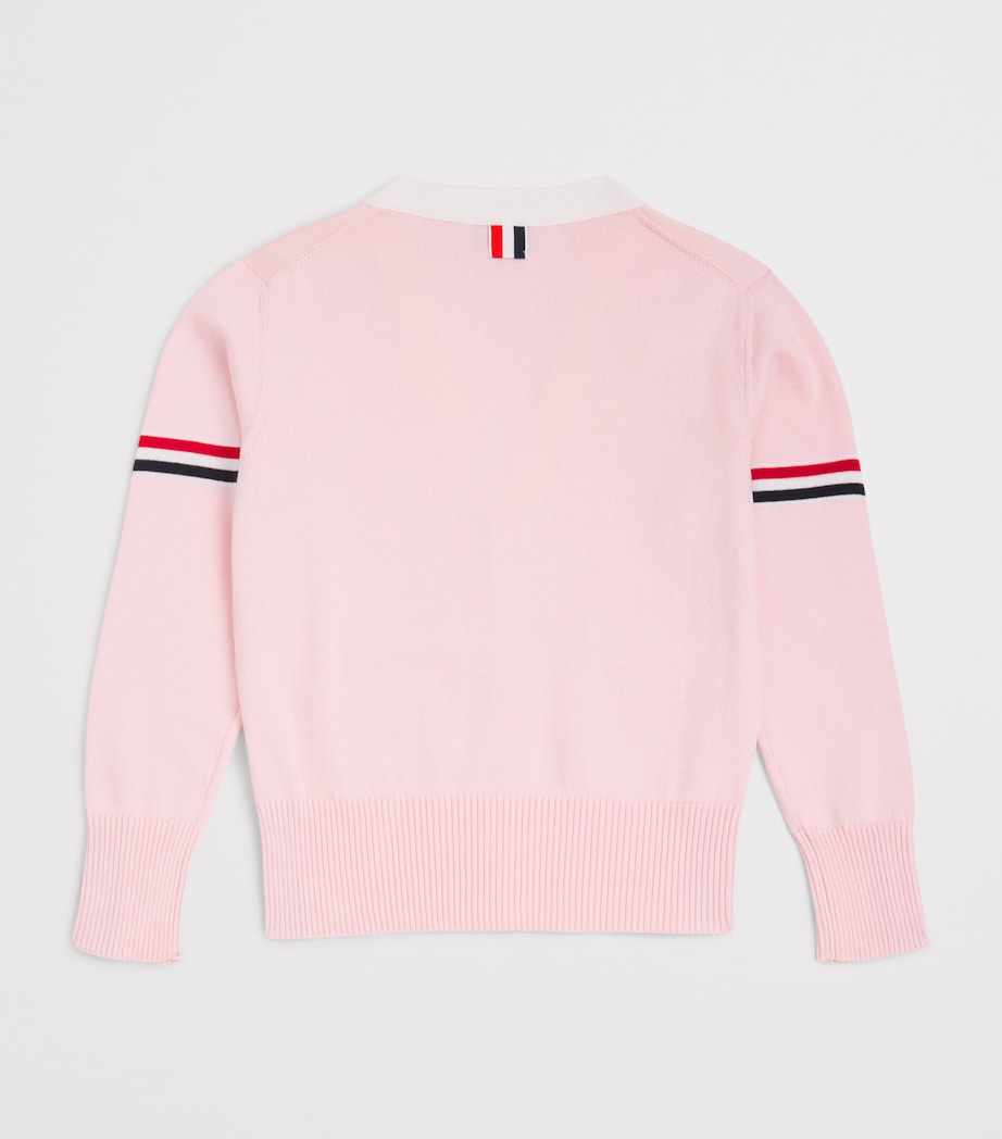 Thom Browne Kids Cotton V-Neck Cardigan (2-12 Years) Lt Pink Image 2