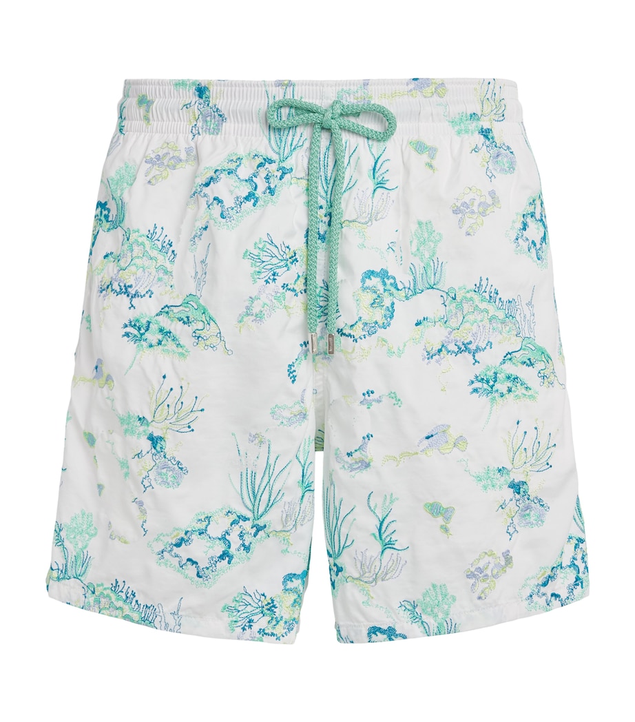 Vilebrequin Mens Embroidered Coral Reef Swim Shorts Blanc Image 1
