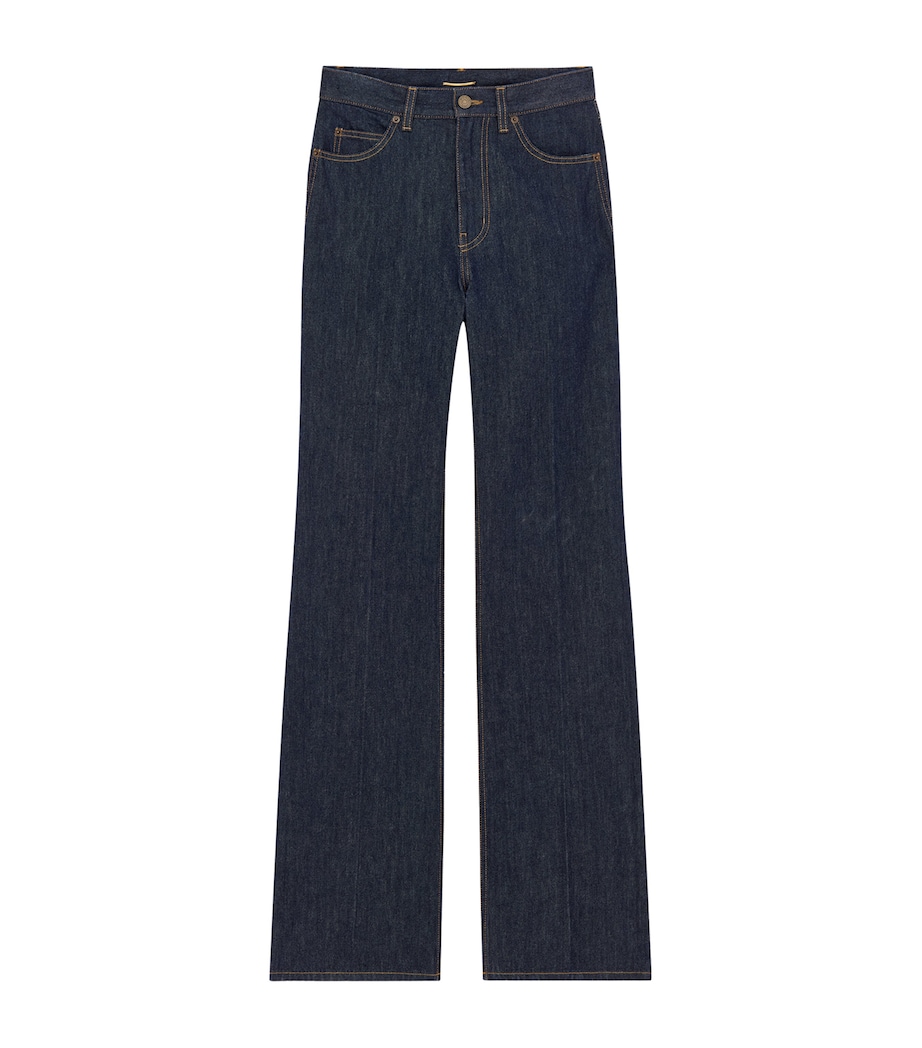 Saint Laurent Womens High-Rise Flared Jeans Image 1