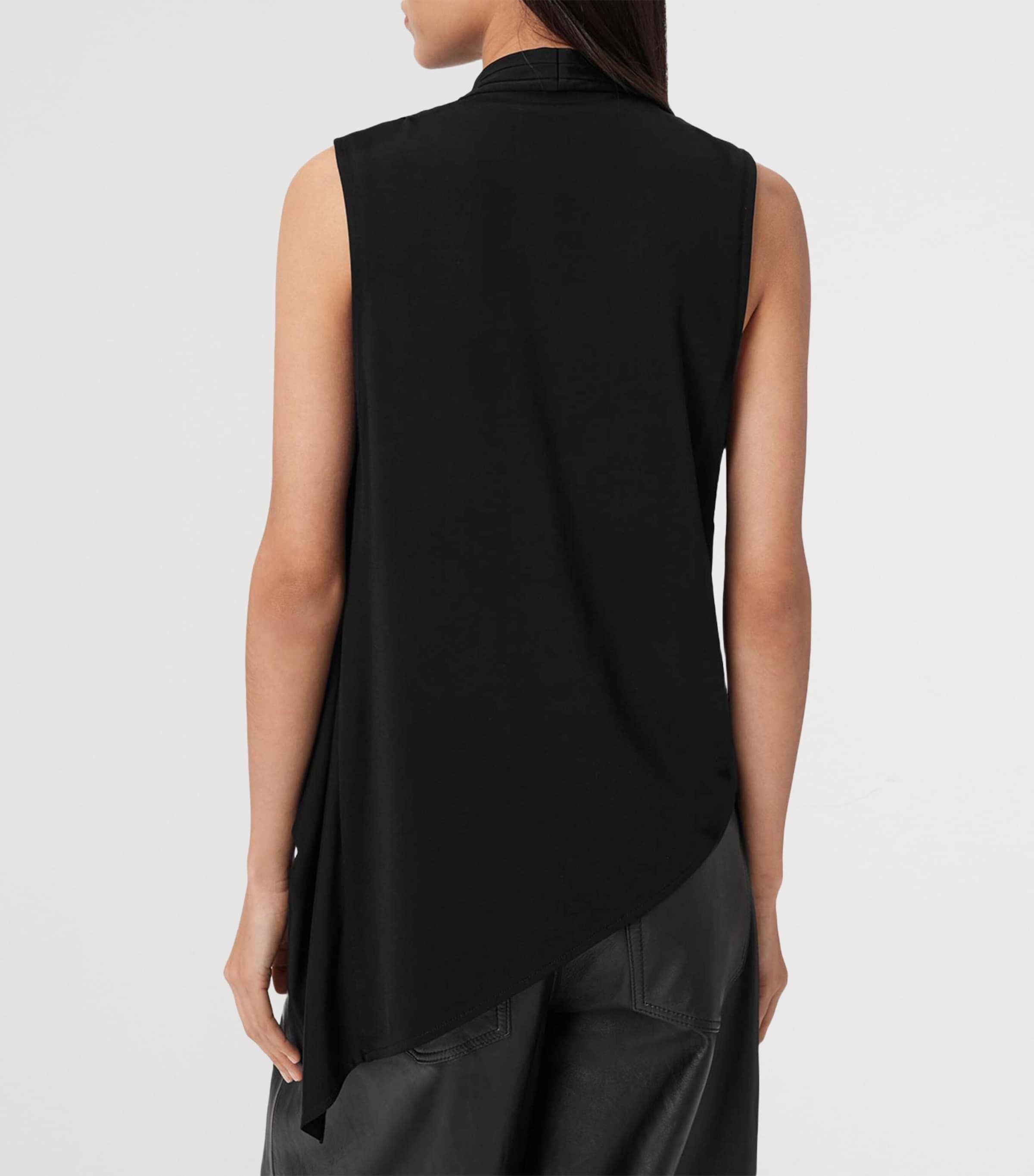 AllSaints Womens Draped Adaline Top Black Image 4