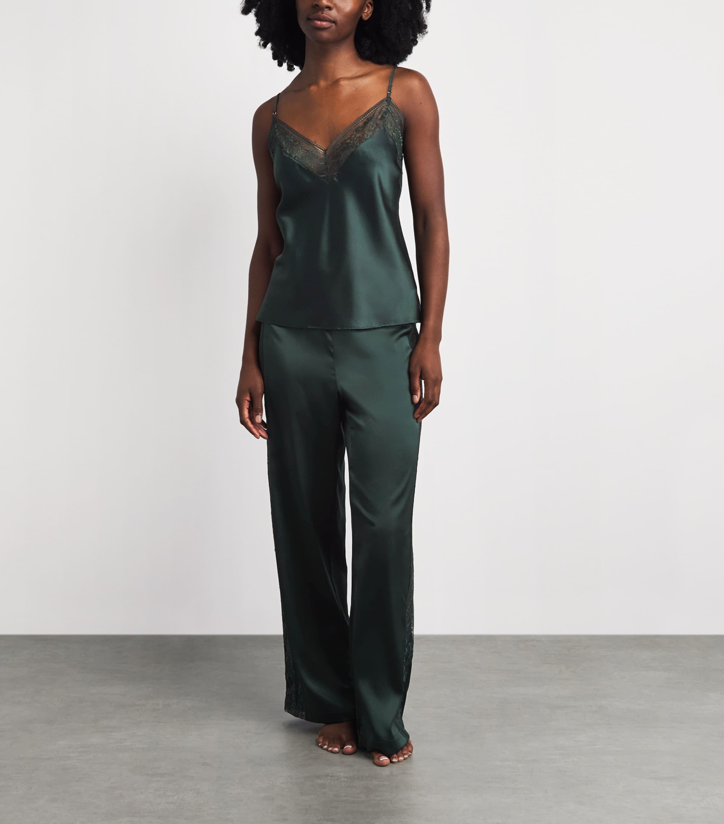 Aubade Womens Silk-Blend Midnight Whisper Camisole Mysterious Green Image 2