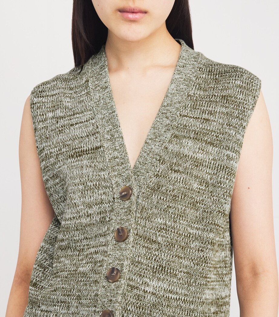 Cotton Buttoned Vest GOLDEN OLIVE/CREAM Image 6
