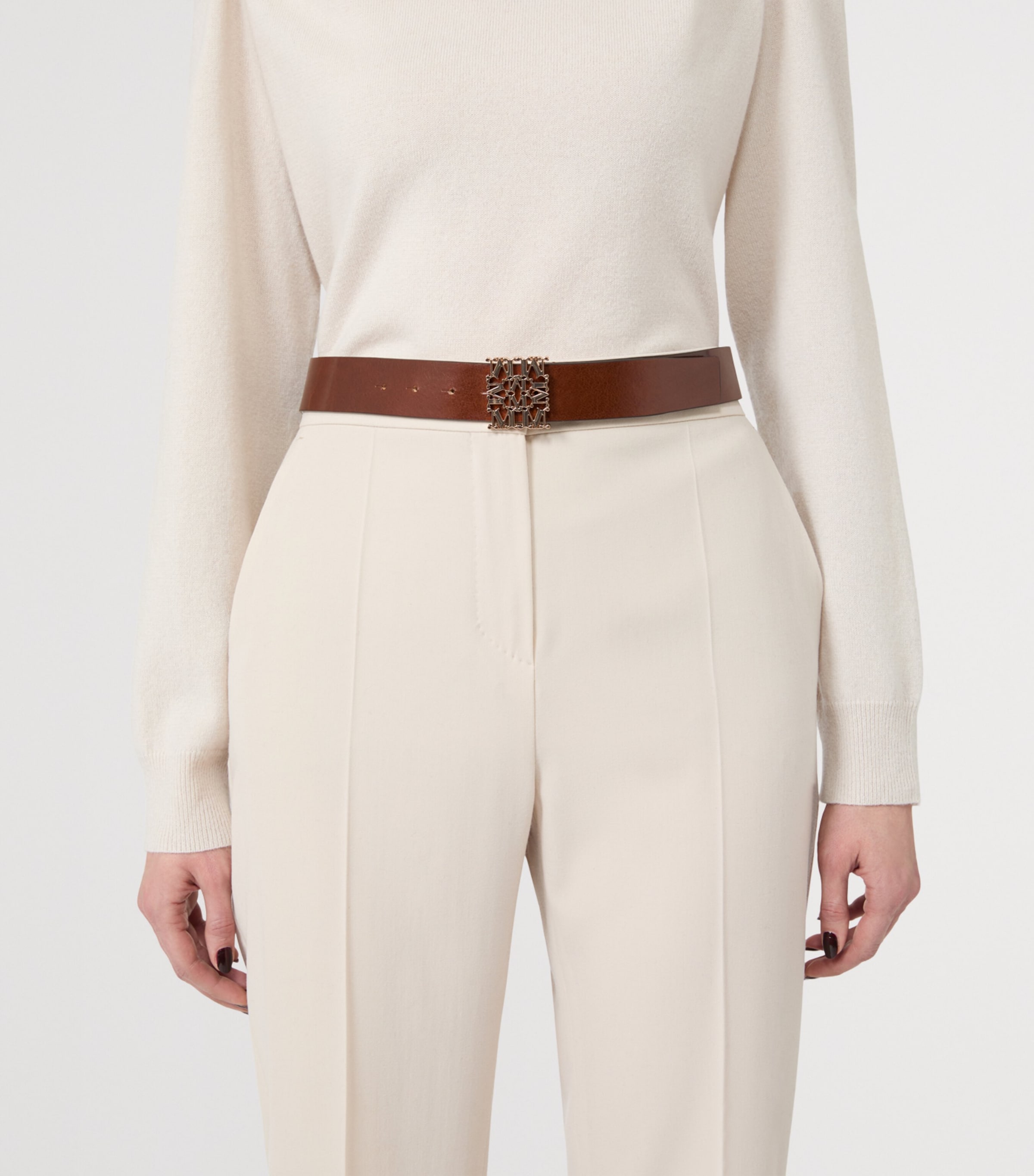 Max Mara Leather Monogram Belt Amber Brown Image 2