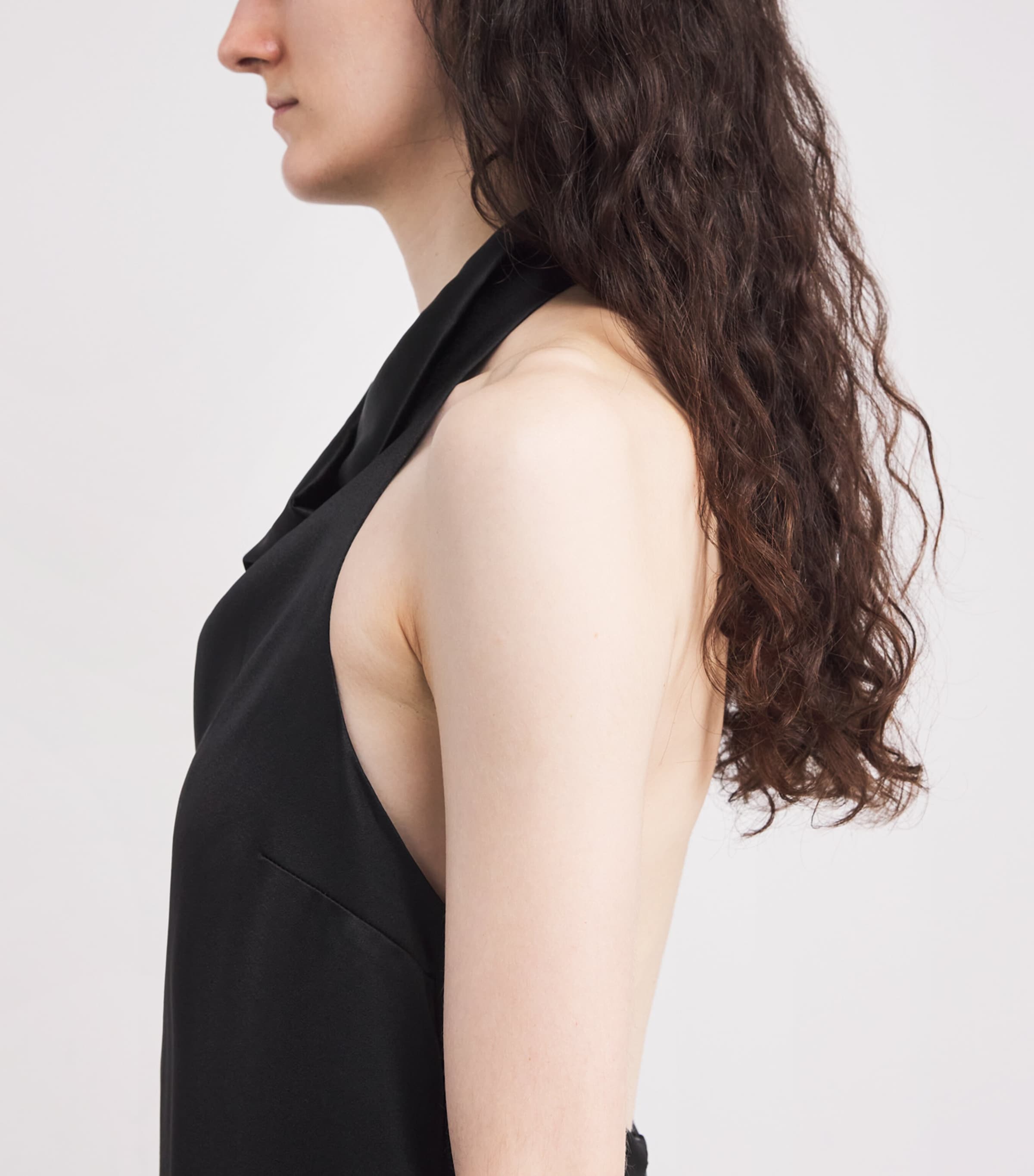 Satin Halterneck Cartia Maxi Dress BLACK Image 4