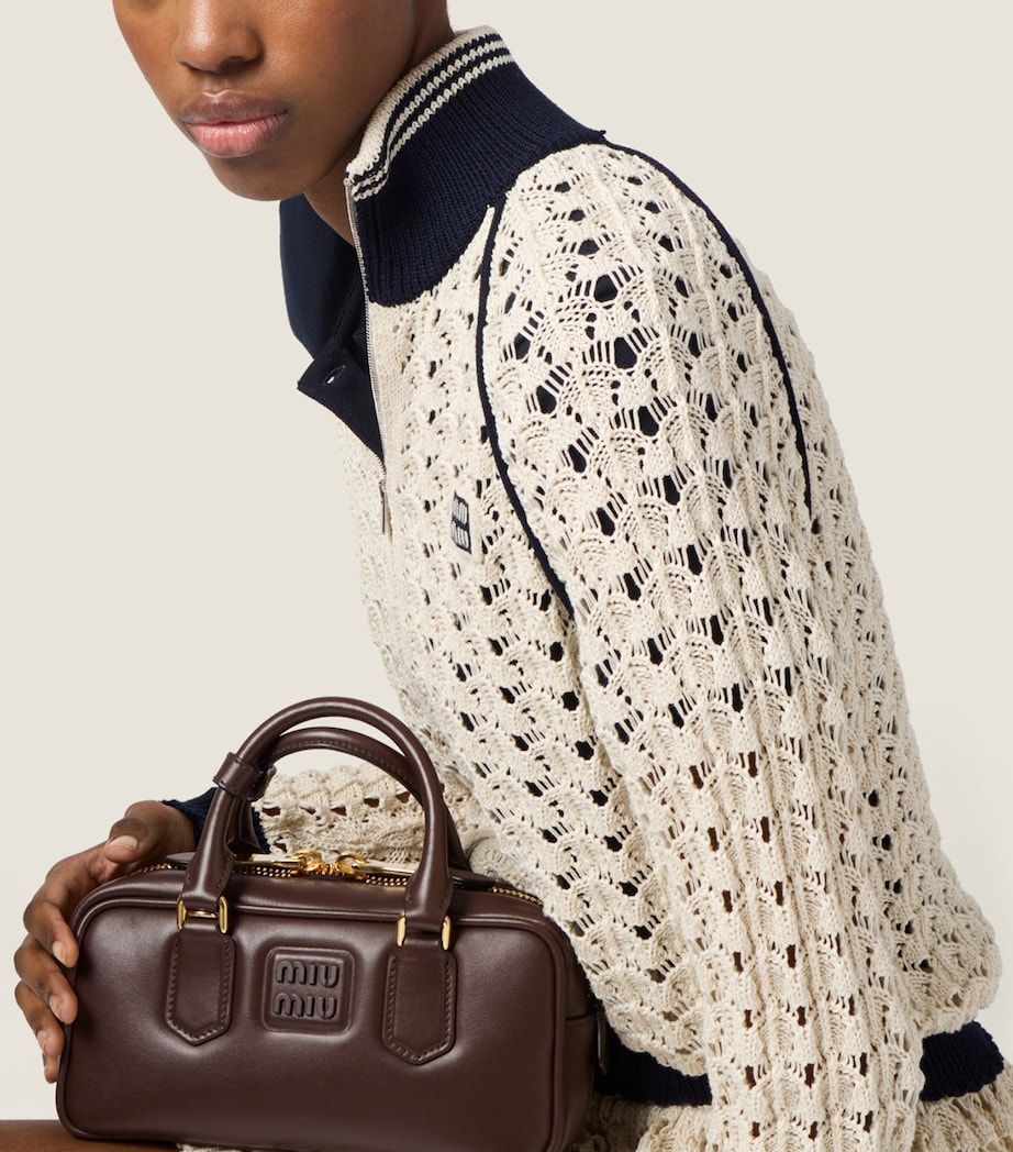 Miu Miu Womens Crochet Zip-Up Cardigan Neutral Image 4