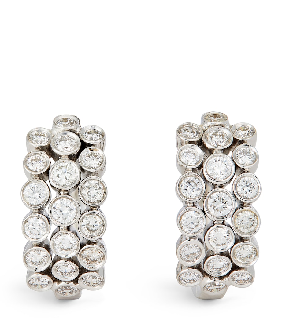 White Gold And Diamond Bezel Hoop Earrings WHITE GOLD Image 1