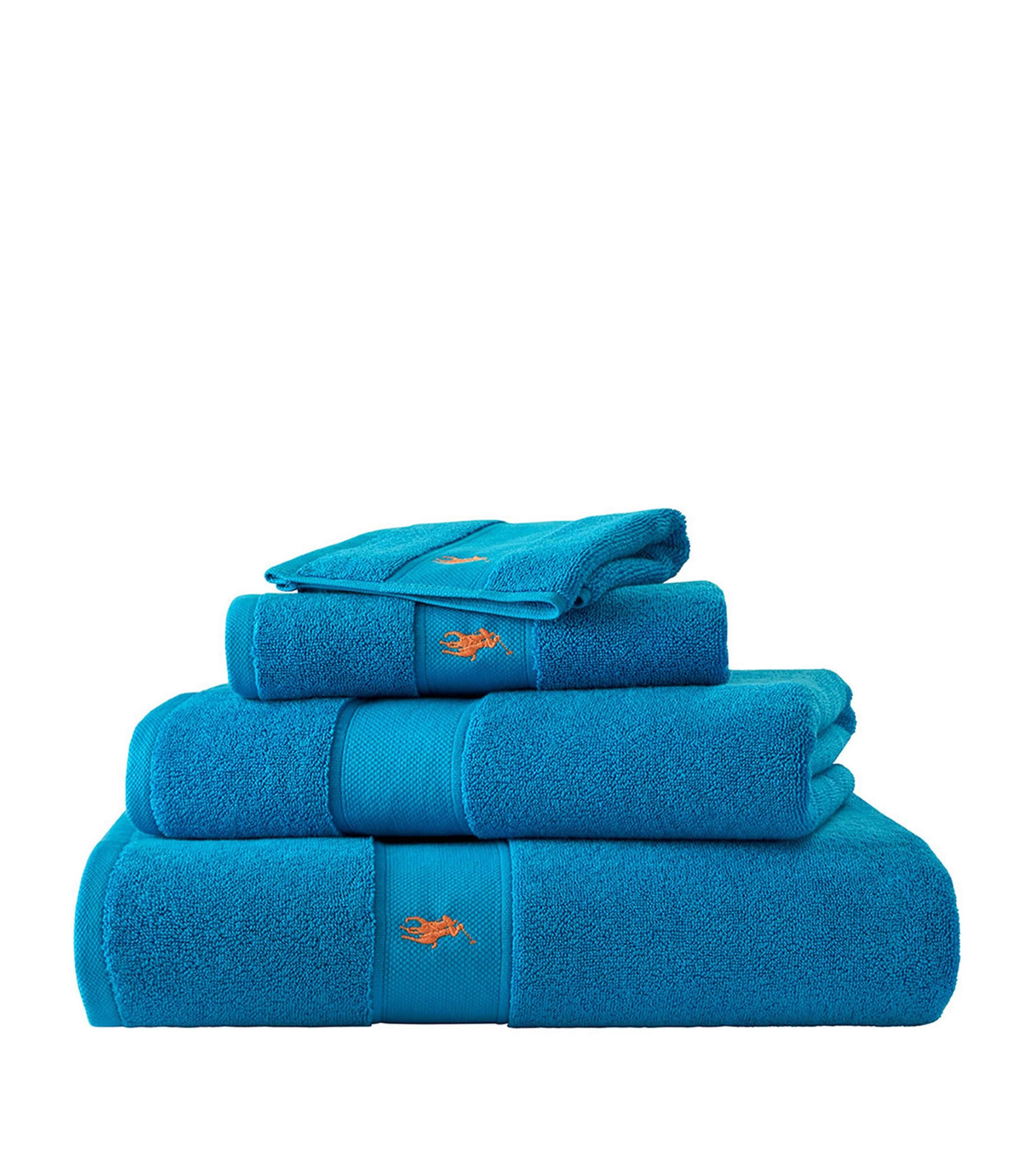 Shop Ralph Lauren Polo Player Bath Towel In Turquoise