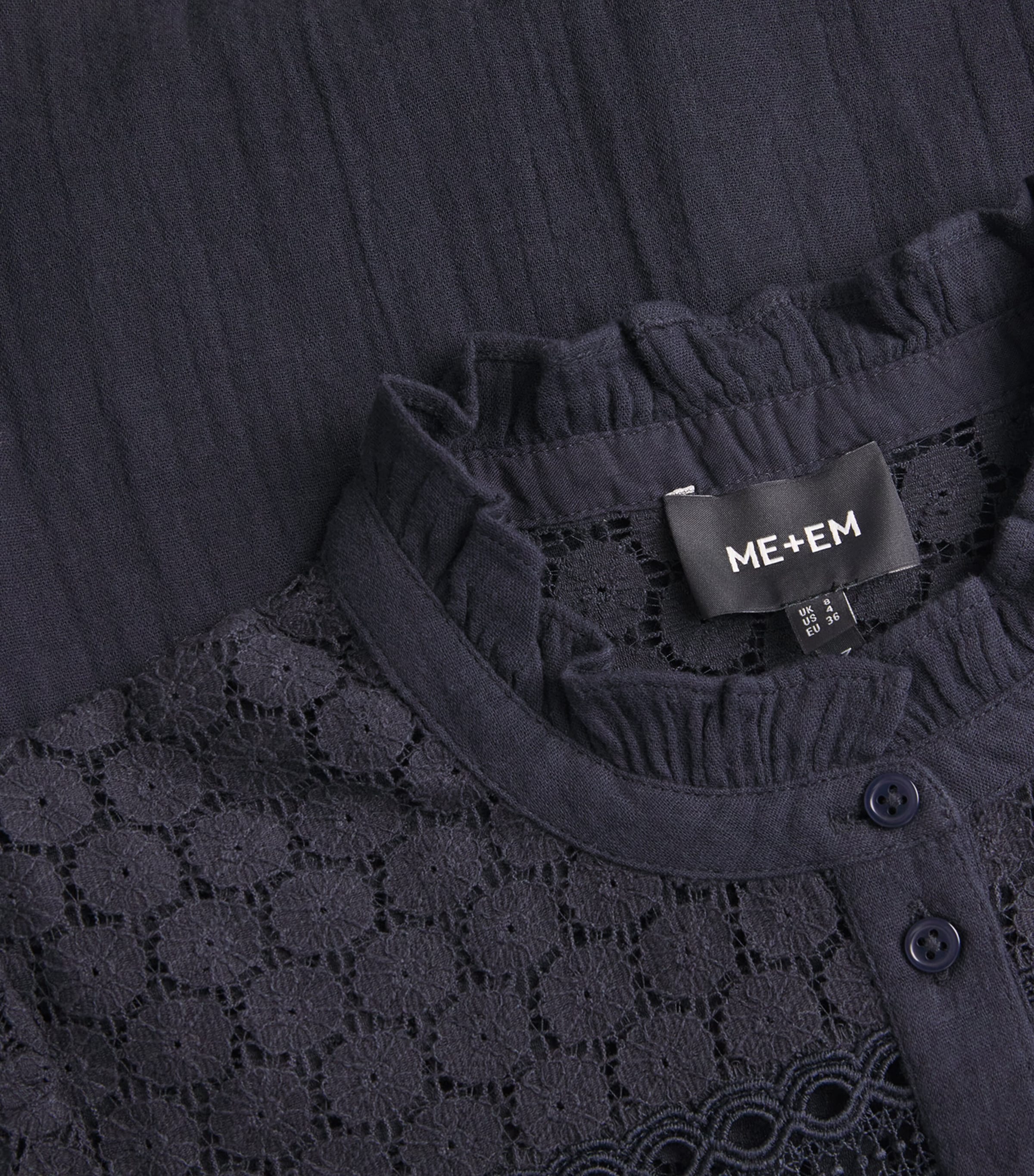 ME+EM Womens Cotton Cheesecloth Blouse Navy Image 6