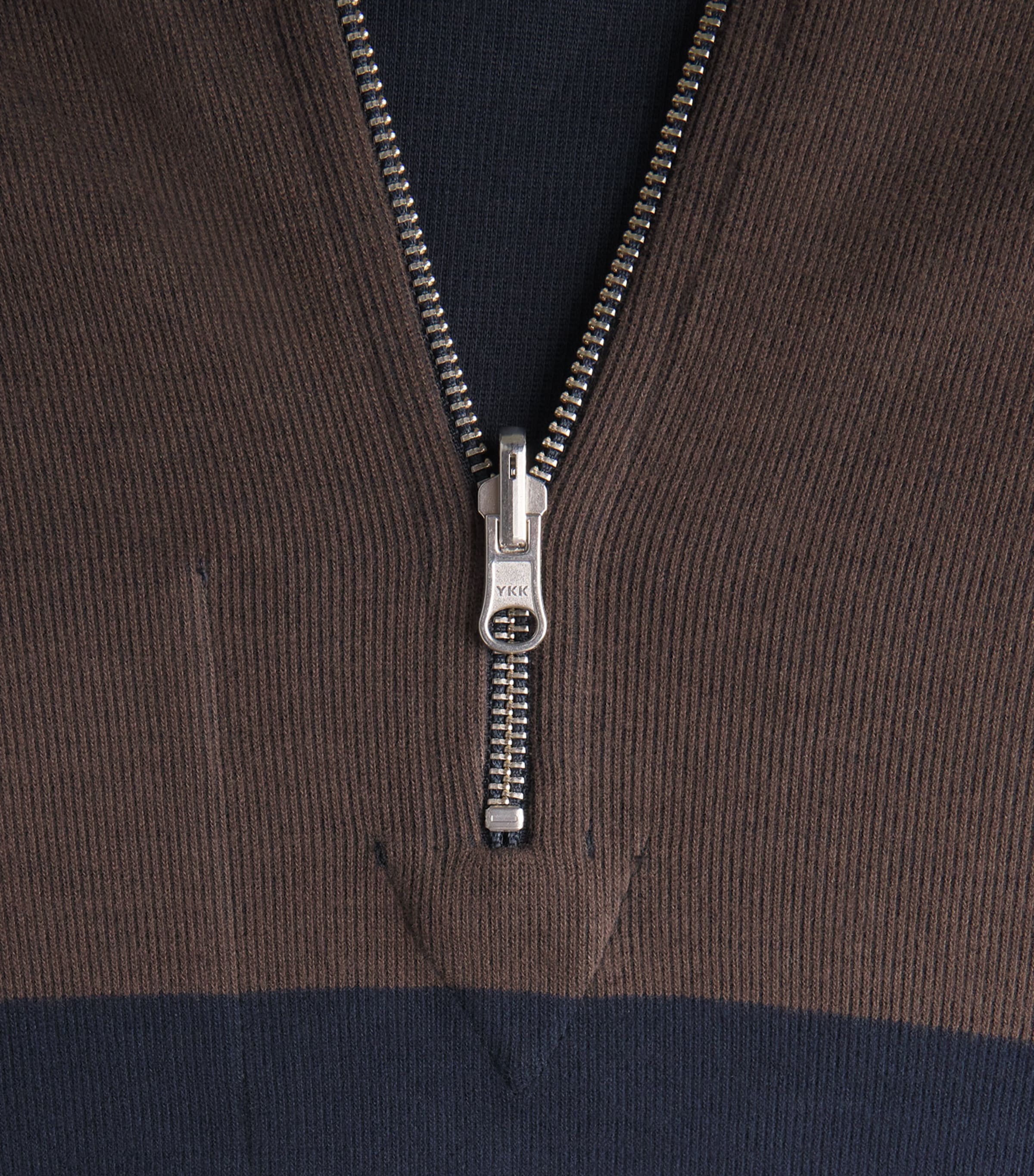 Reversible Stripe Quarter-Zip Sweatshirt NAVY/BROWN Image 5