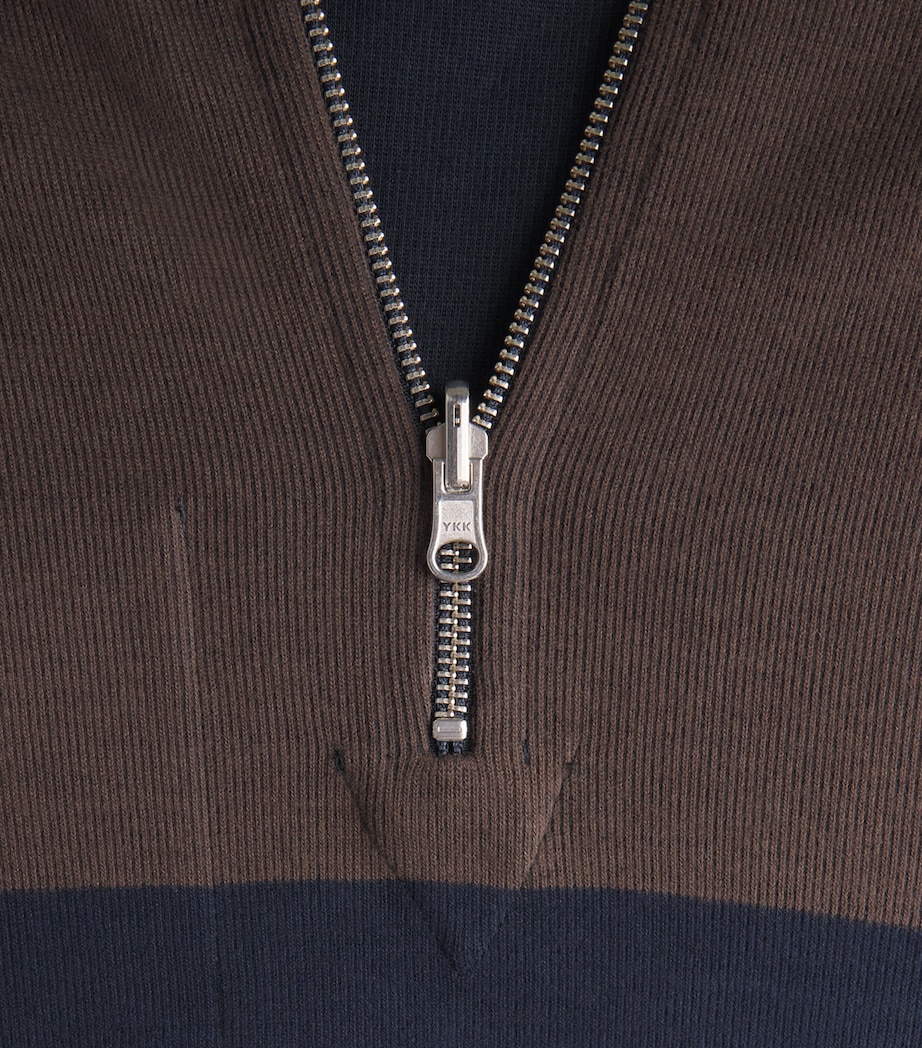 Reversible Stripe Quarter-Zip Sweatshirt NAVY/BROWN Image 5