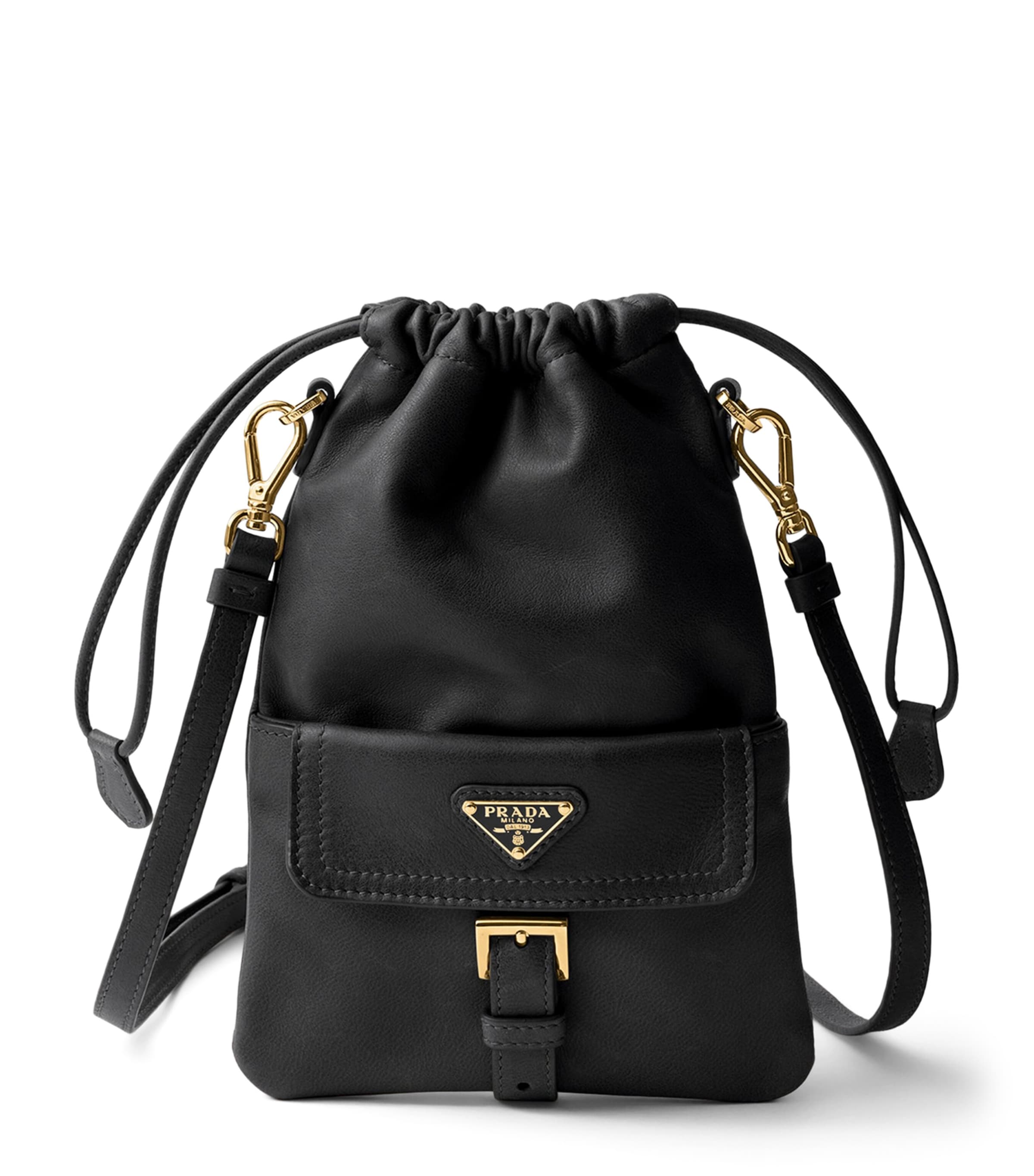 Prada Nappa Leather Drawstring Pouch Black Image 1