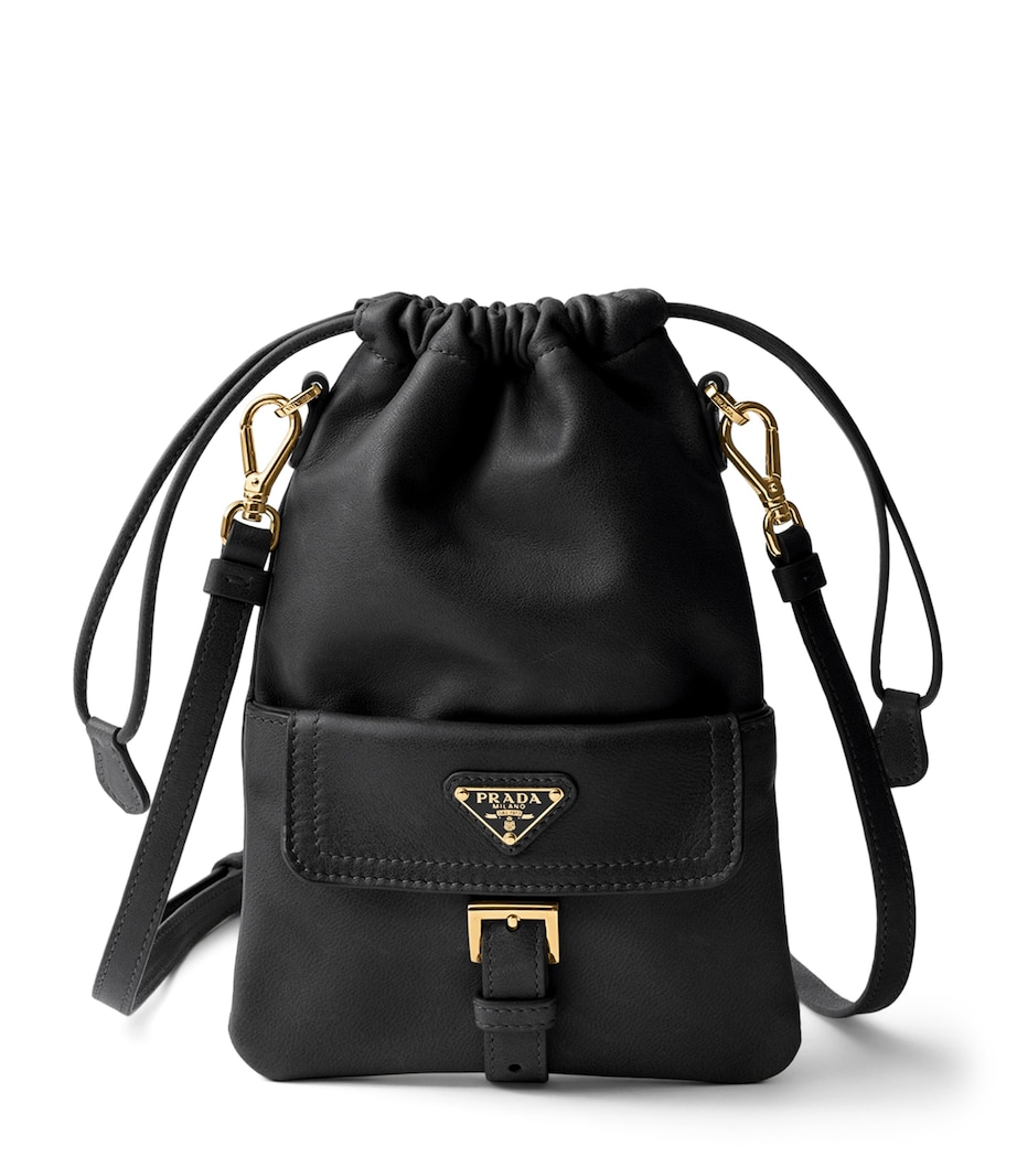 Prada Nappa Leather Drawstring Pouch Black Image 1