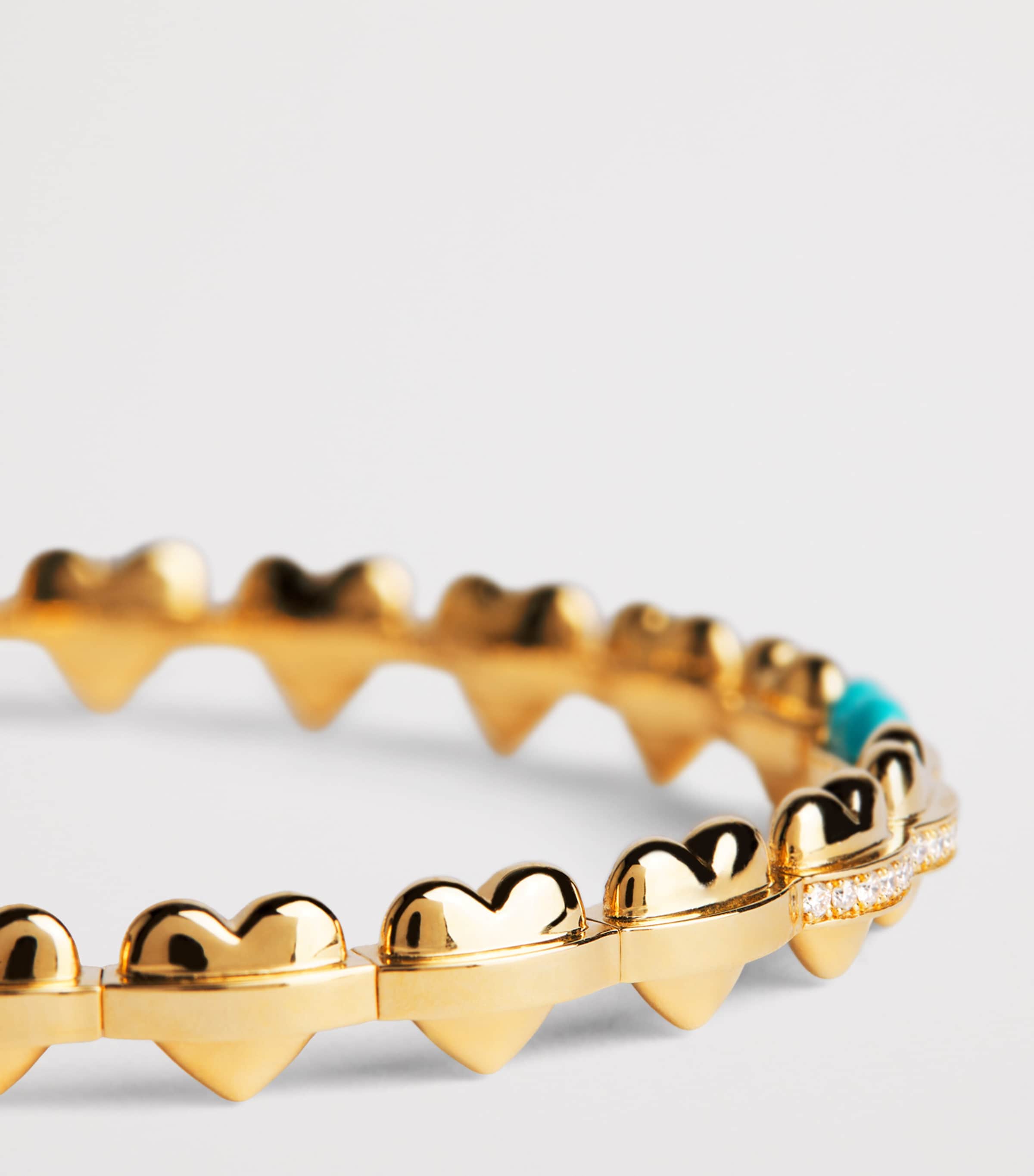 Yellow Gold, Diamond and Turquoise Atom Heart Bangle YELLOW GOLD Image 4