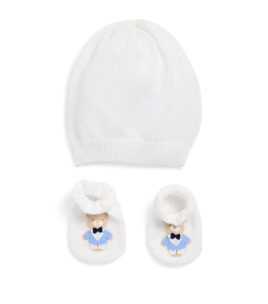 Teddy Bear Boots and Beanie Gift Set (3-9 Months) Y6N WHITE Image 1