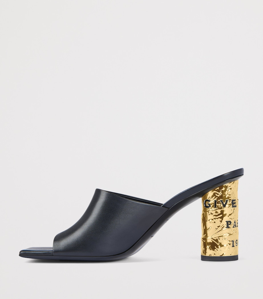 Leather Tape Heeled Mules 85 BLACK Image 3