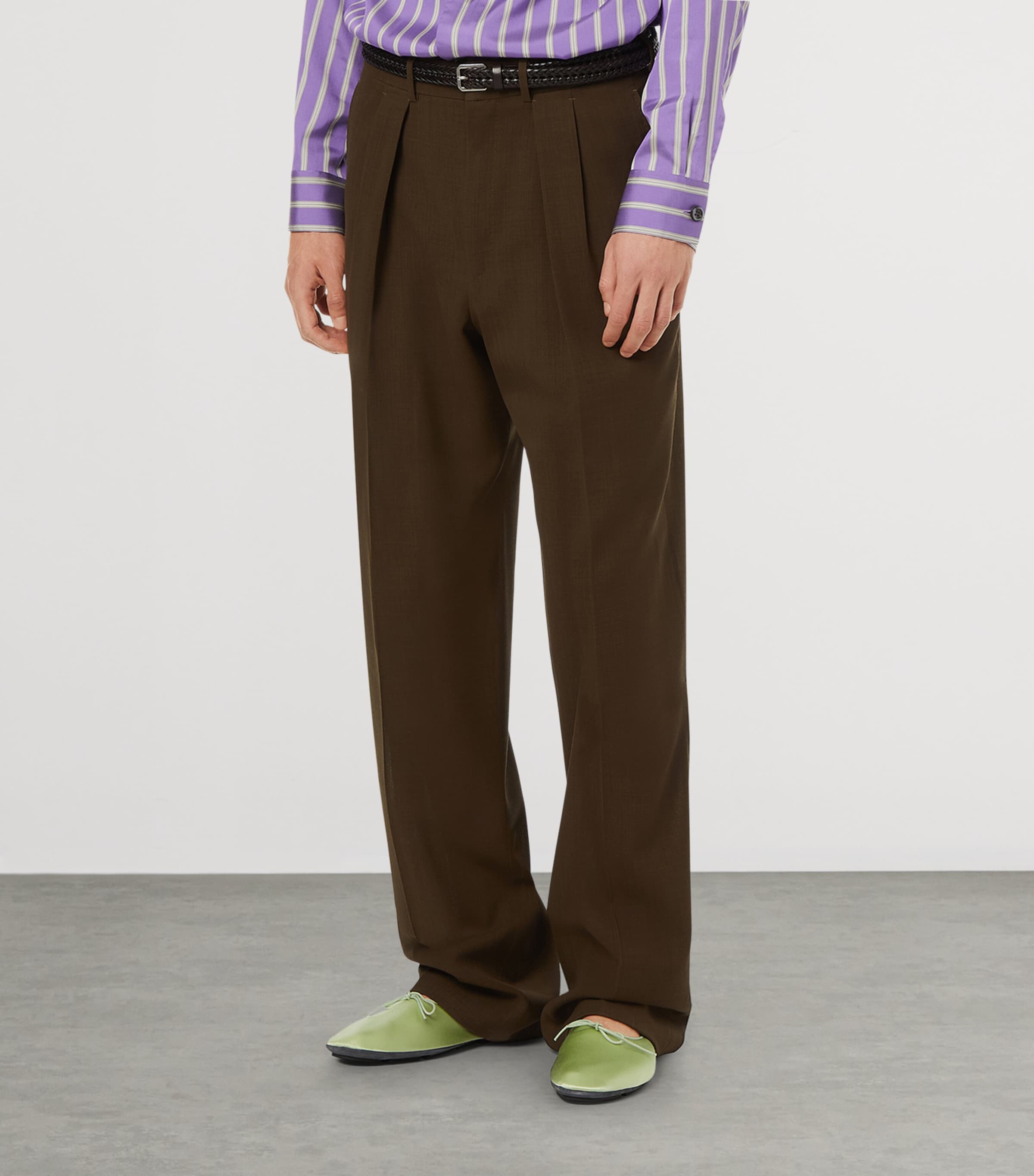 TOM FORD Brown Wool Pleated Trousers | Harrods AE