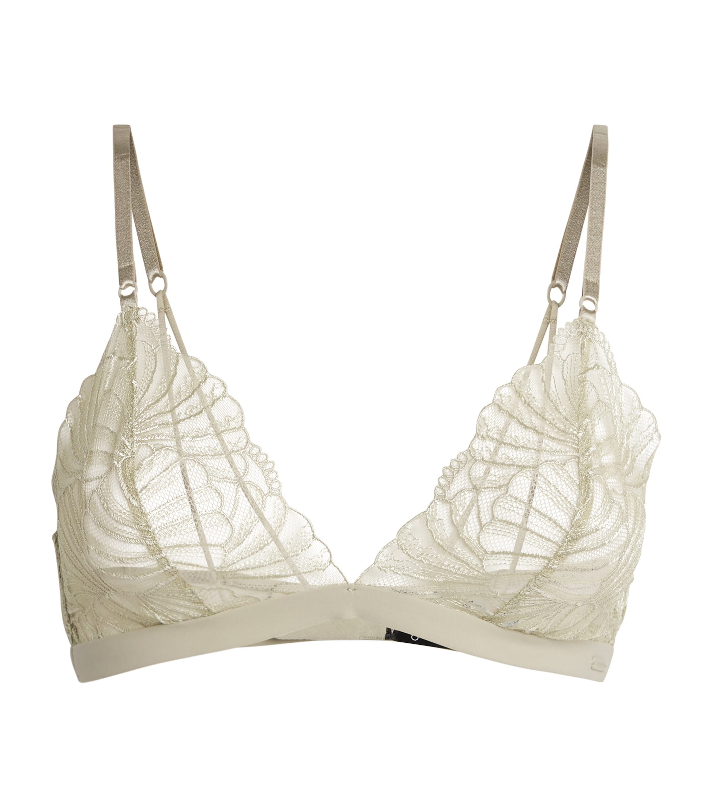 Shop Calvin Klein Lace Embroidered Bra In Grey