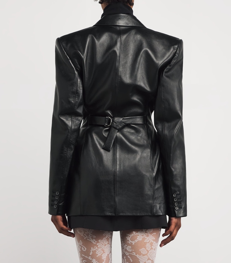 Leather Fitted Blazer BLACK Image 4