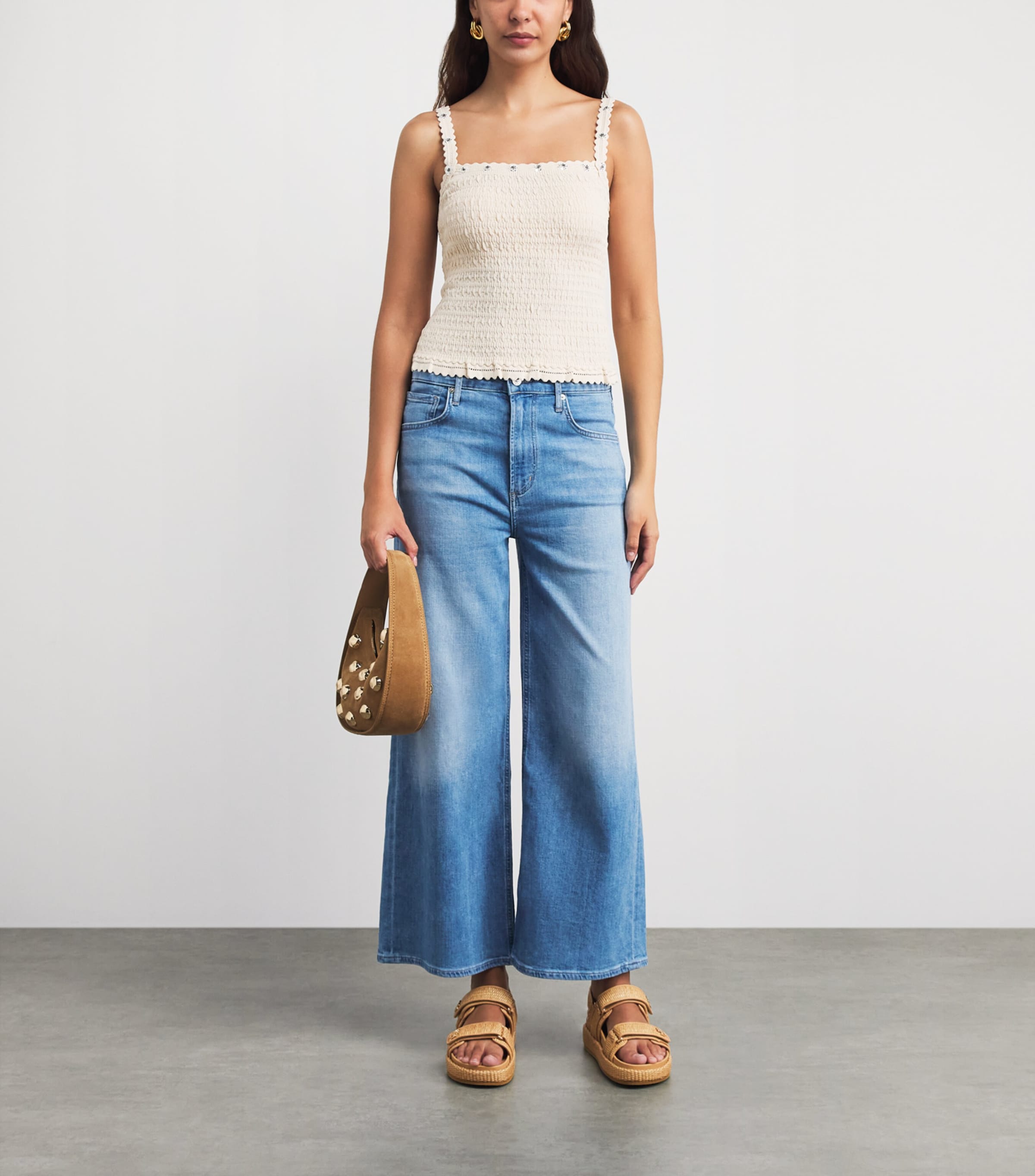 Citizens of Humanity Womens Cropped Lyra Wide-Leg Jeans Adnte Andante Image 2