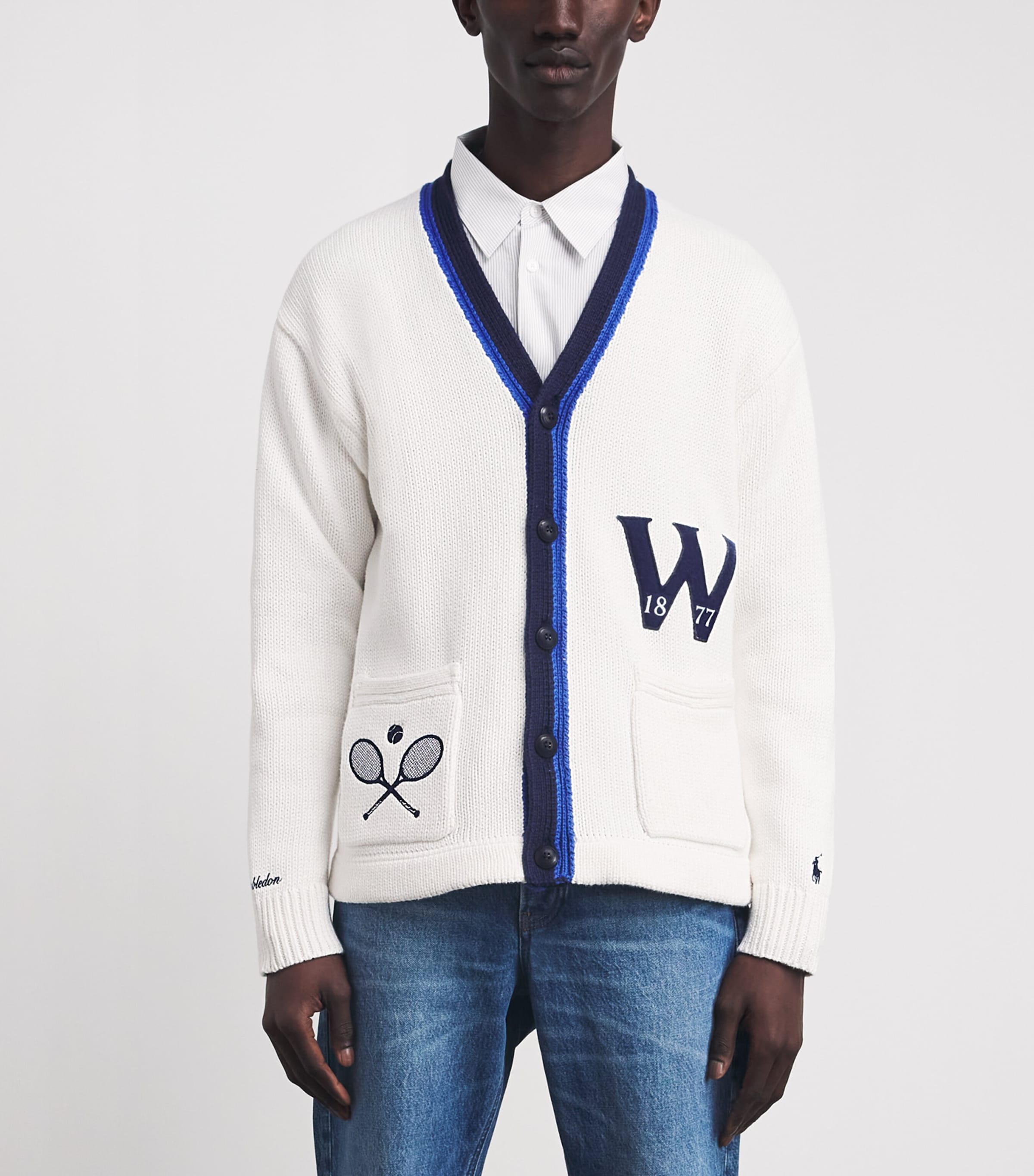 Polo Ralph Lauren White x Wimbledon Cotton V-Neck Cardigan