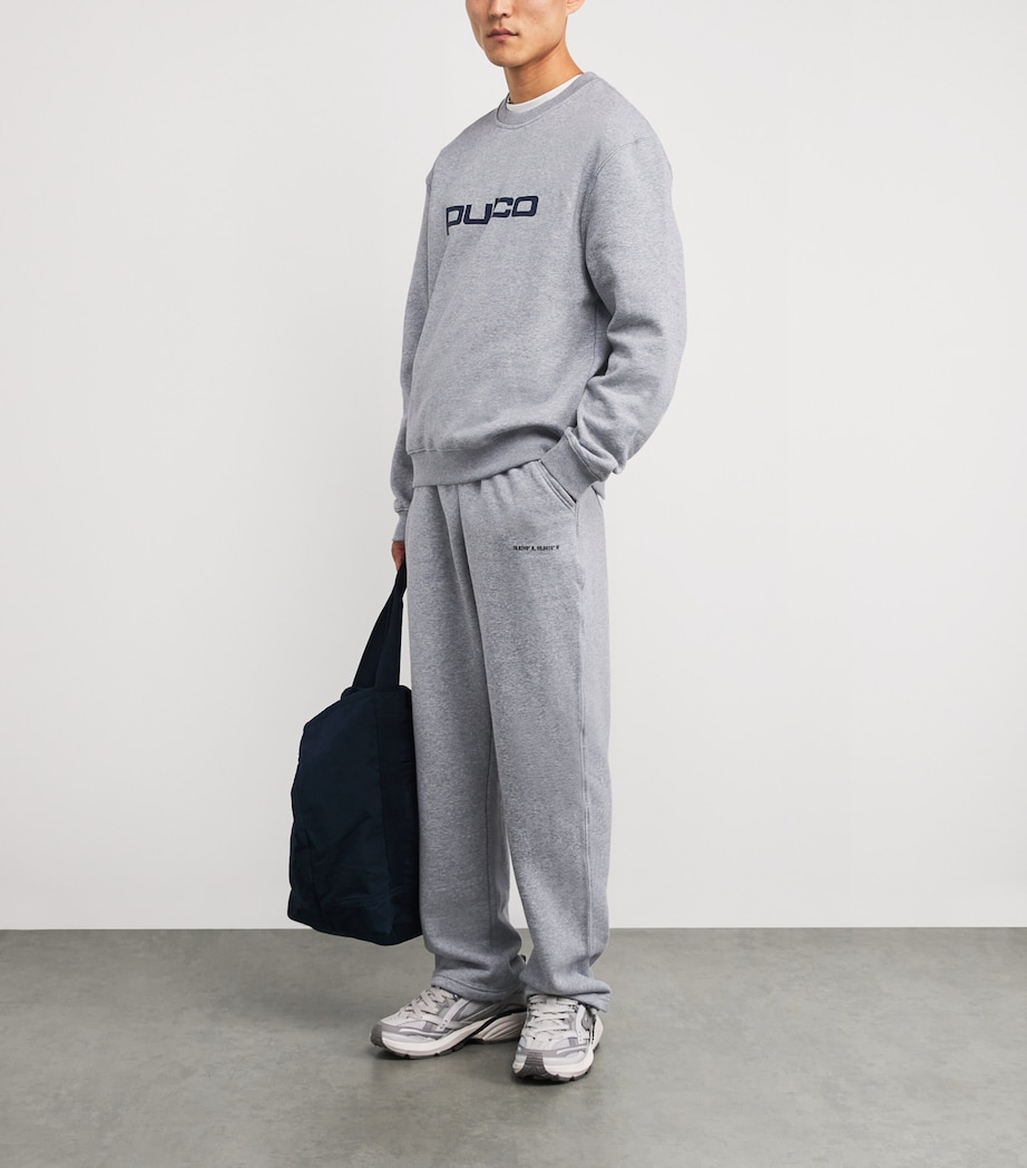 Cotton-Blend Wide-Leg Sweatpants GREY MARL Image 2
