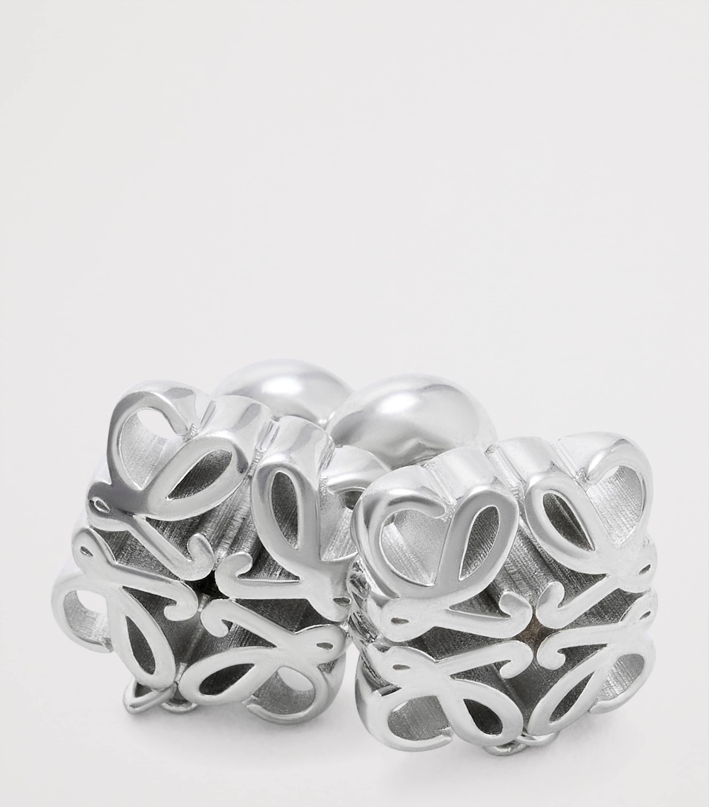LOEWE Sterling Silver Bombé Anagram Chain Stud Earrings Silver Image 2