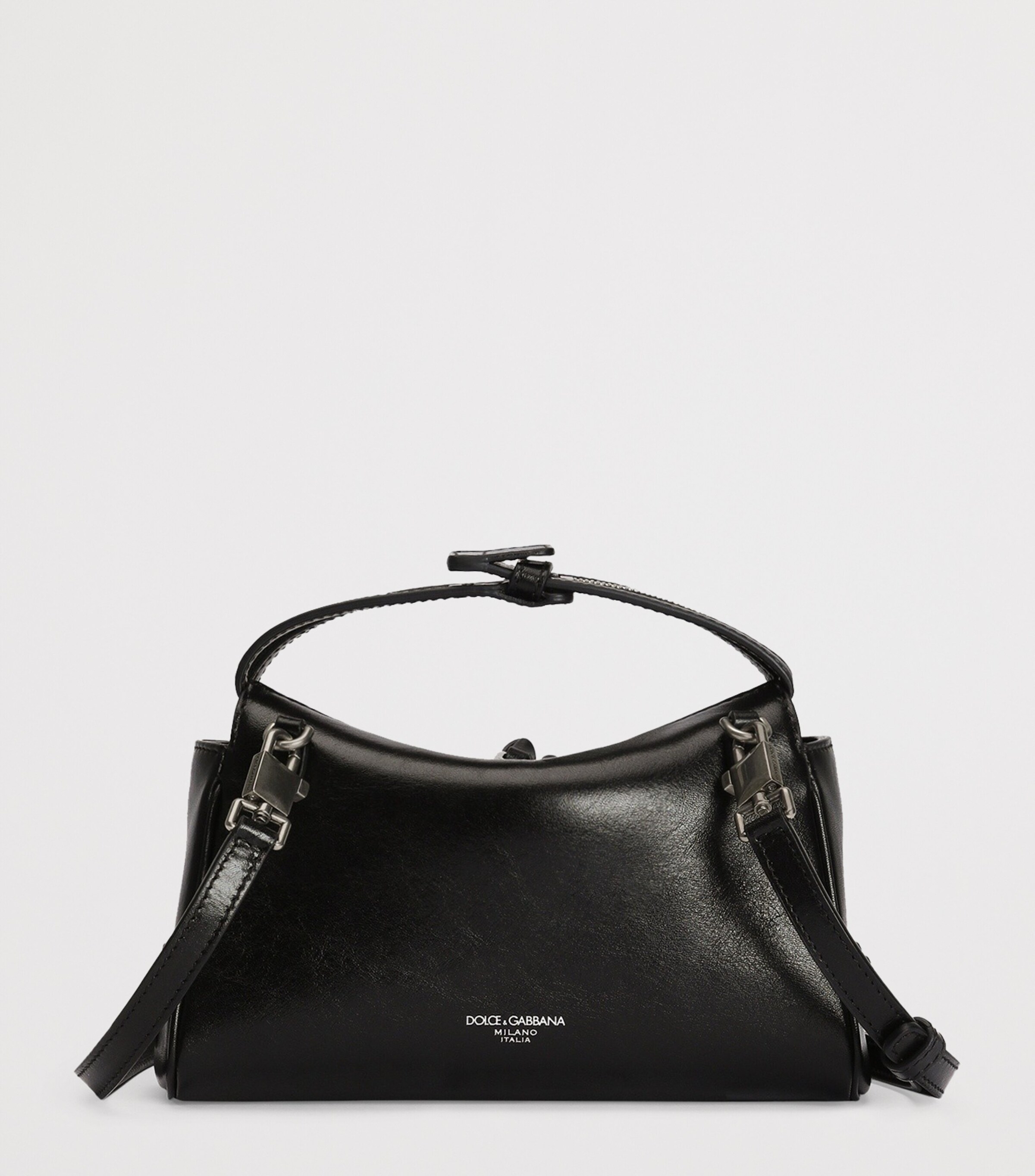 Dolce&Gabbana Calfskin Vittoria Shoulder Bag Black Image 4