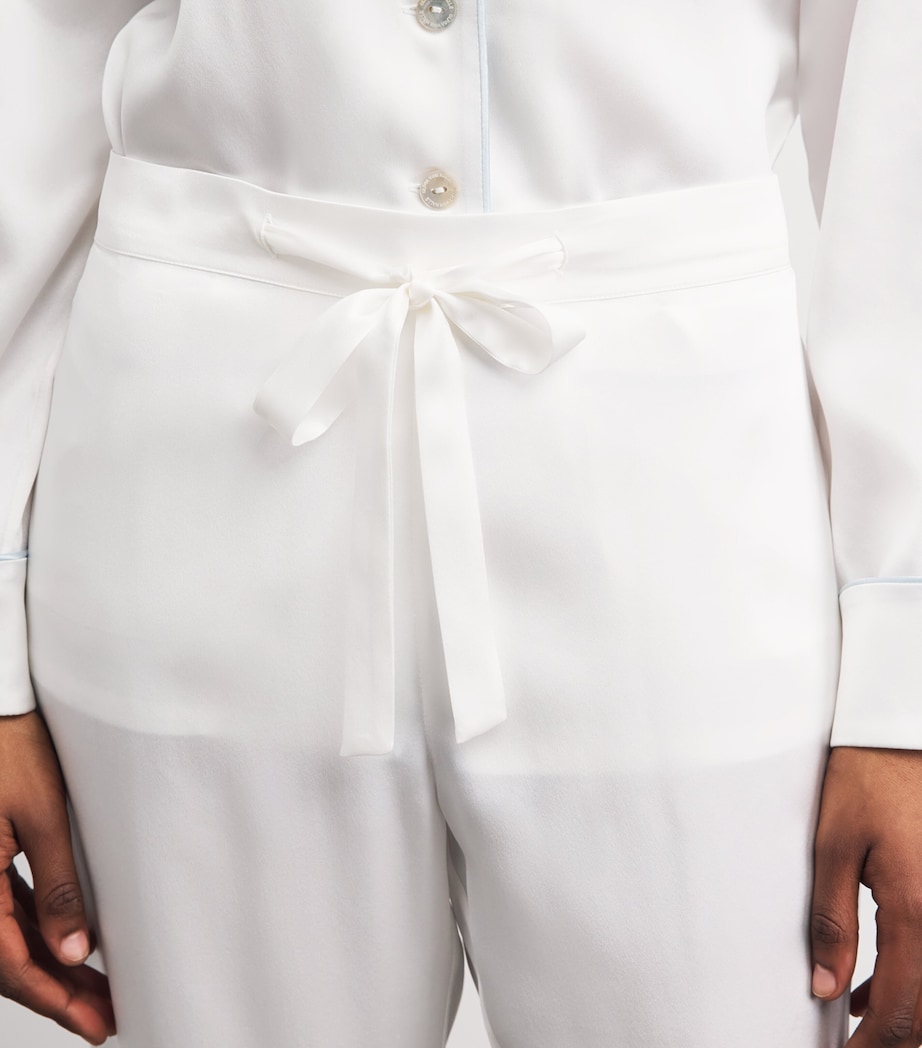 Olivia von Halle Womens Silk Coco Pyjama Set Ivory Powder Blue Image 5