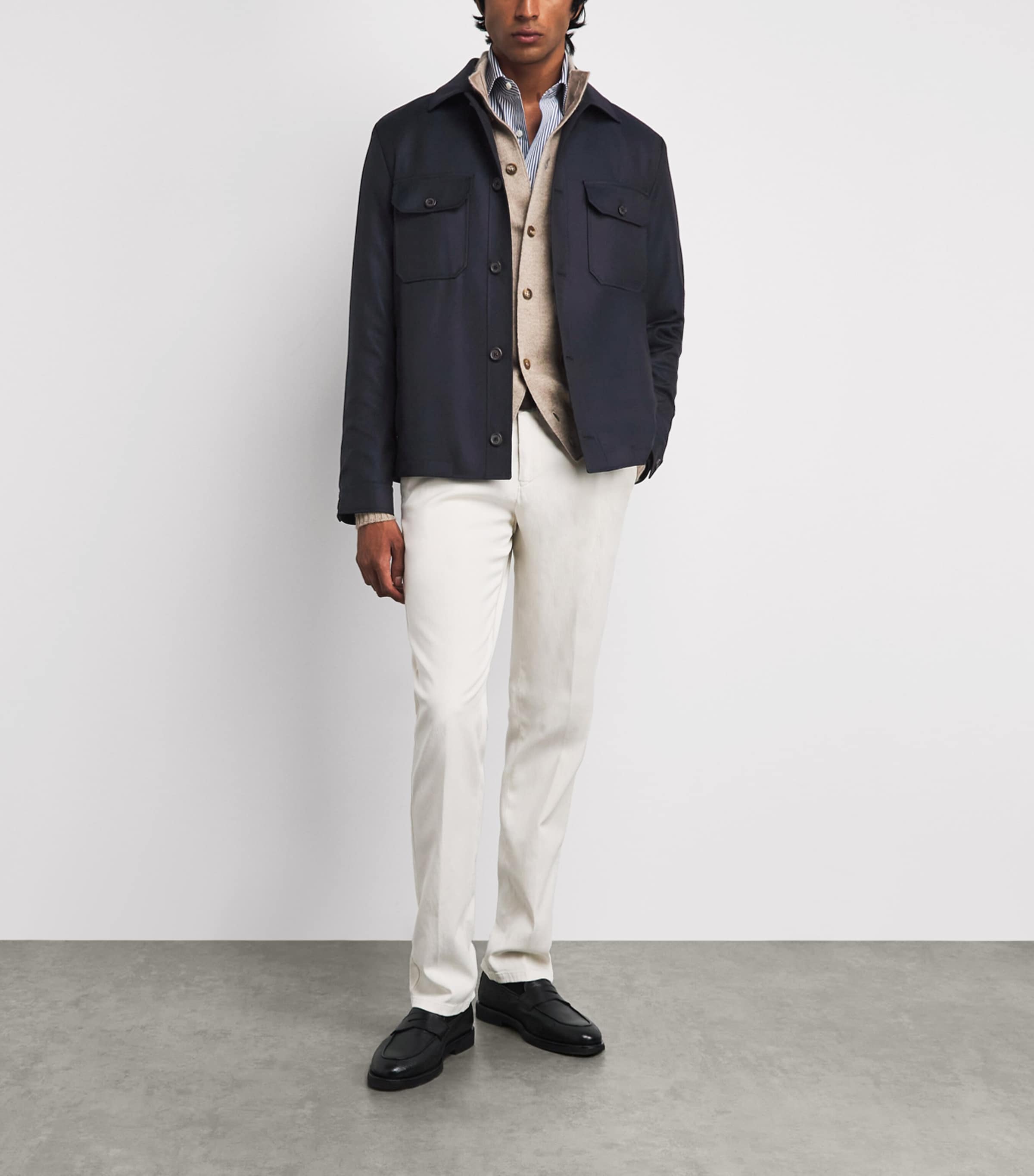 Corneliani Mens Water-Repellent Techwool Overshirt Dark Blue Image 2
