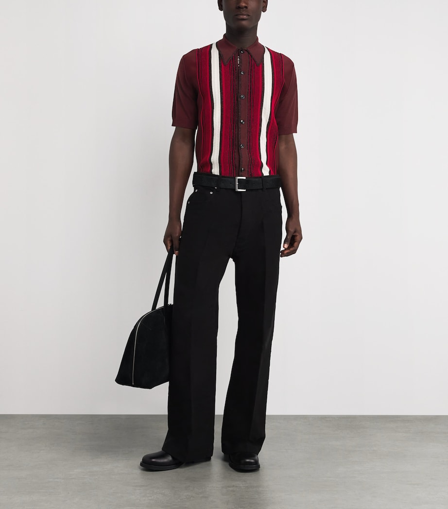 Wool-Blend Embellished Stripe Shirt RED Image 2