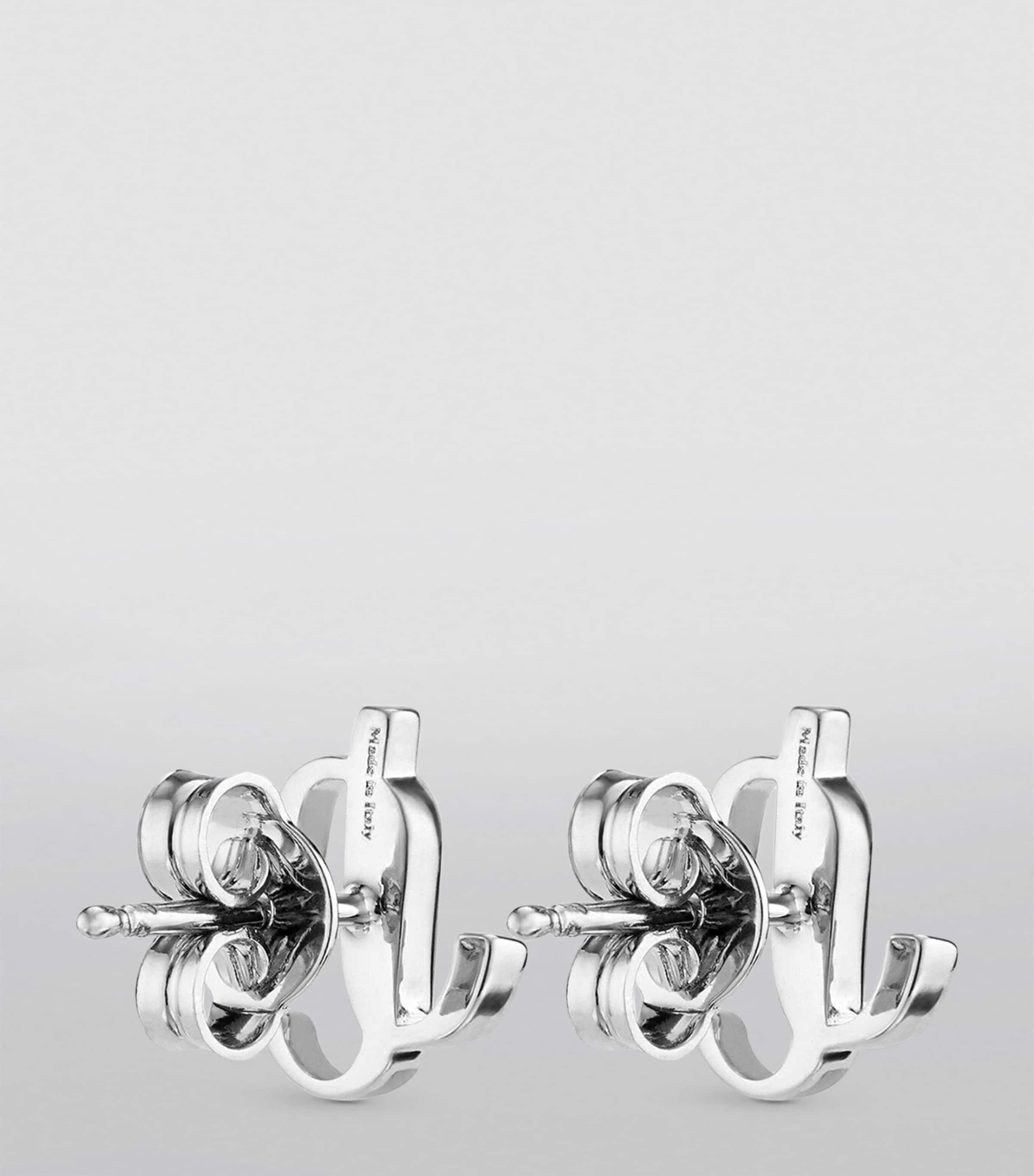 Jimmy Choo Monogram Stud Earrings Silver Image 4