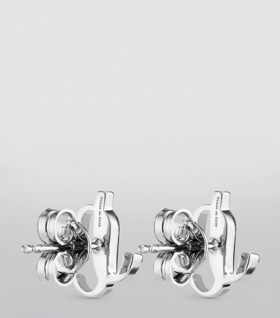 Jimmy Choo Monogram Stud Earrings Silver Image 4