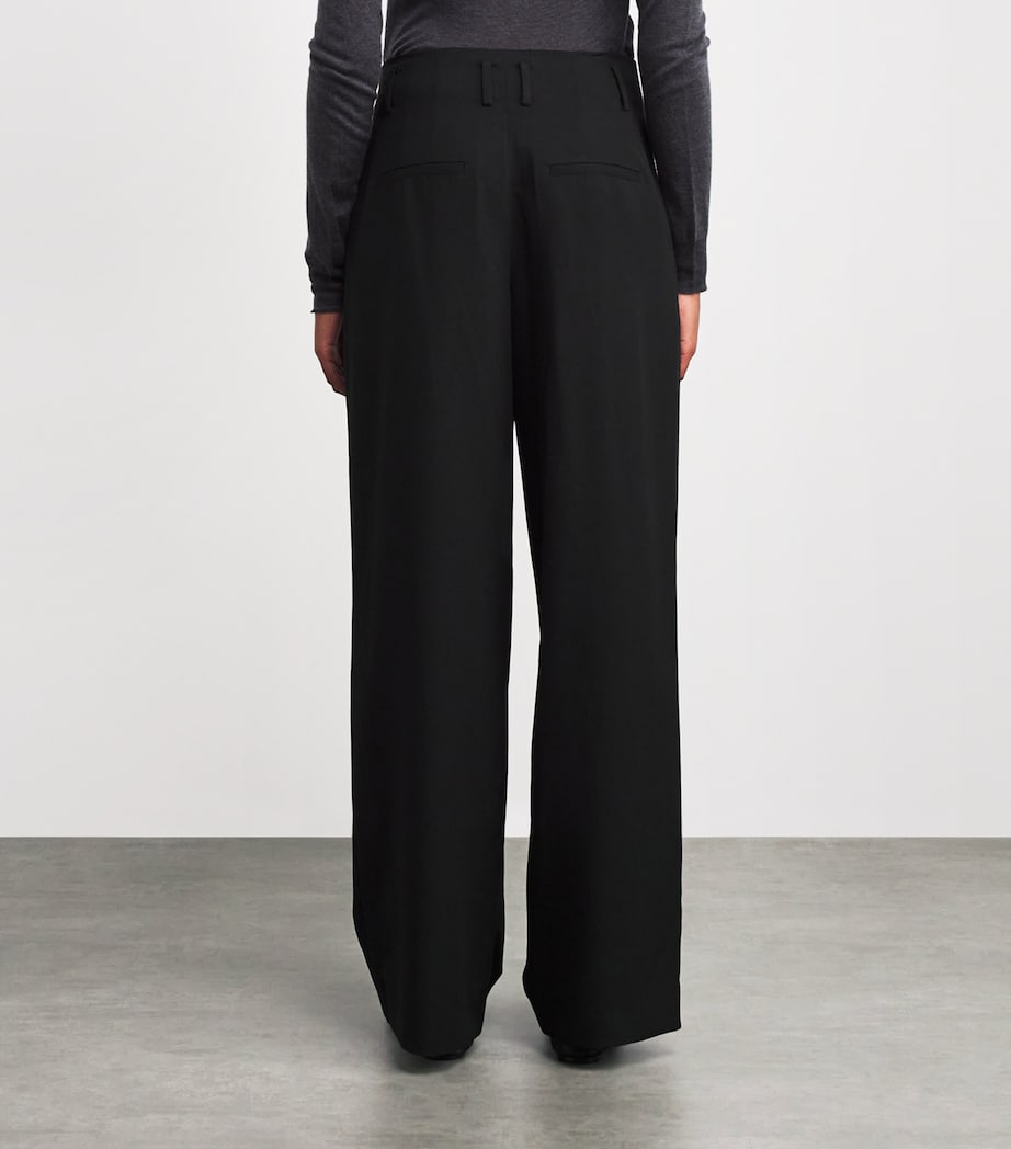 Pleated Straight Trousers 001BLK-BLACK Image 4