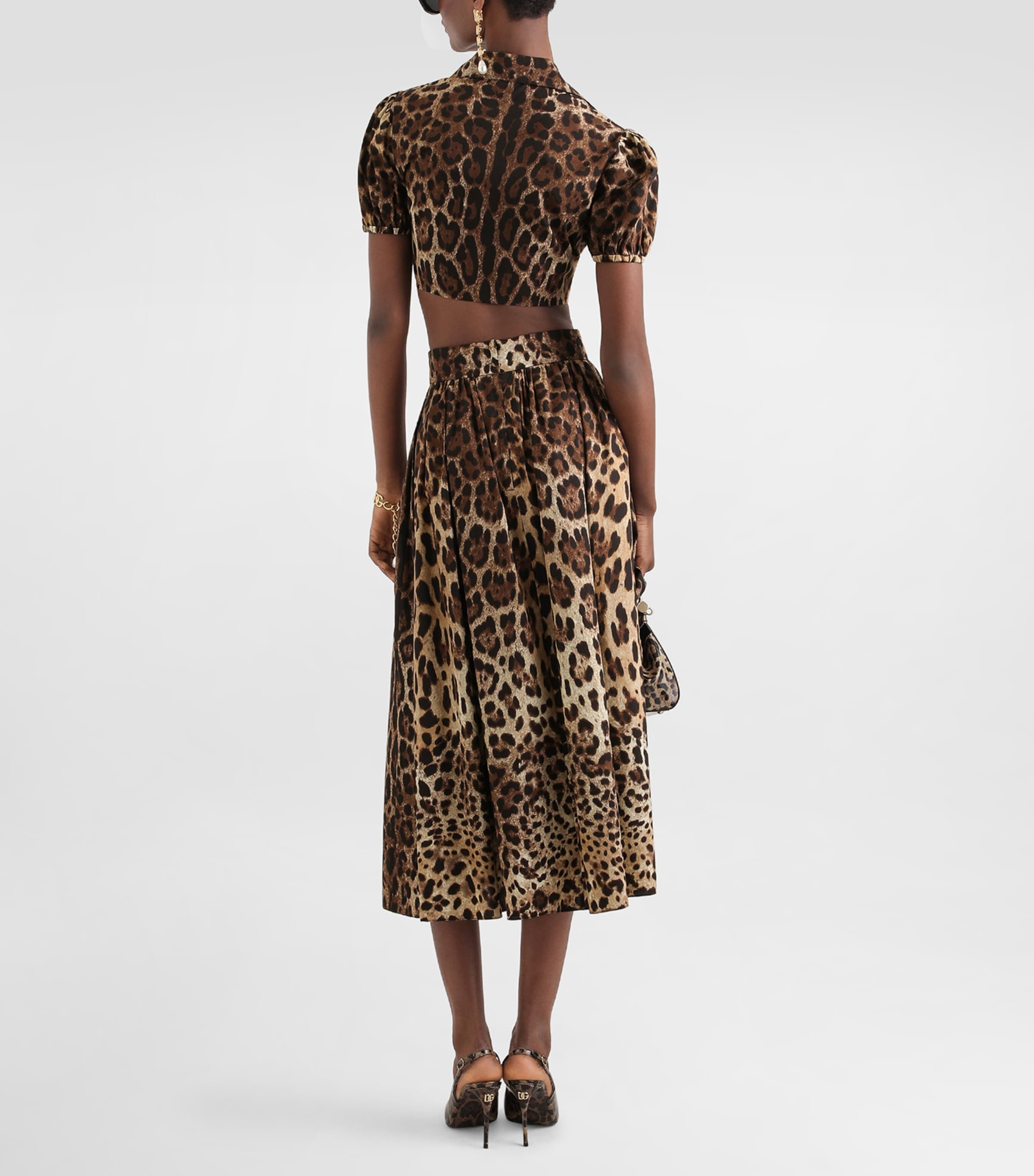 Dolce&Gabbana Womens Cotton Leopard Print Midi Skirt Leo New Image 3