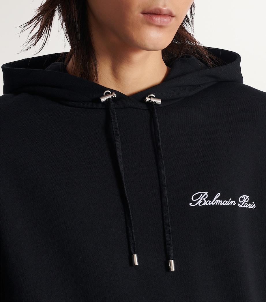 Cotton Signature Logo Hoodie EAB NOIR/BLANC Image 4