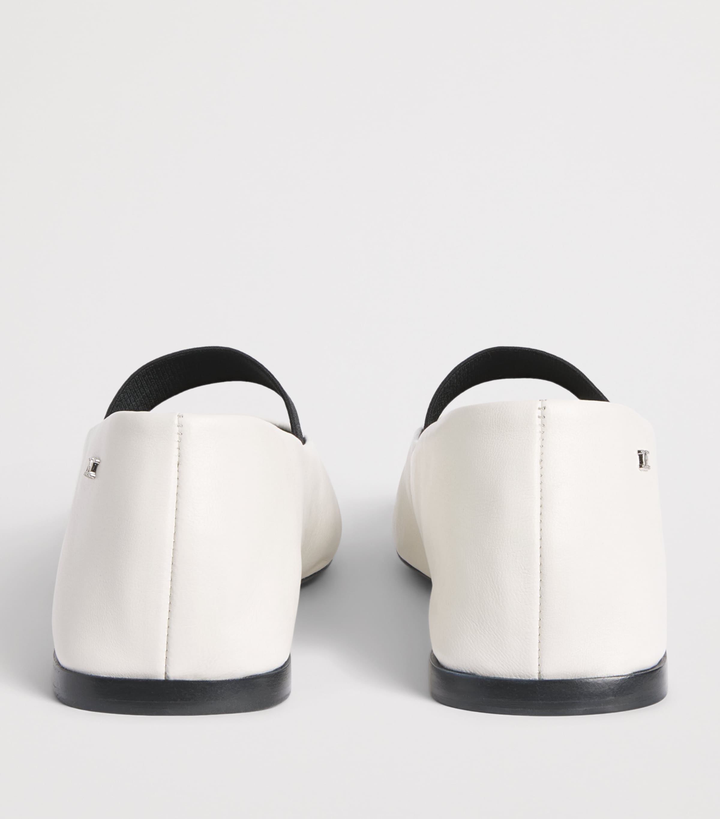 Max Mara Nappa Leather Ballet Flats Ivory Image 5