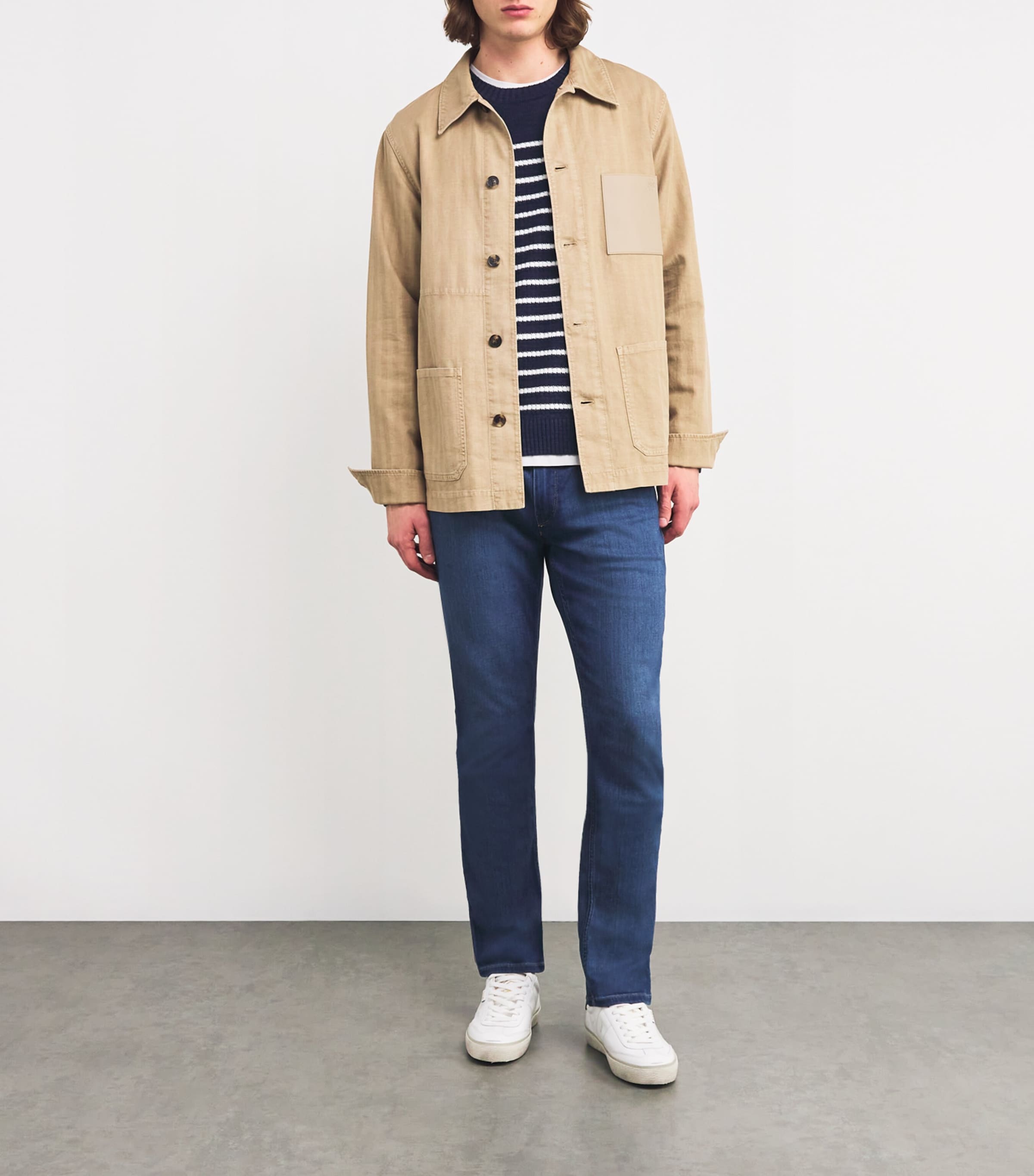 PAIGE Mens Linen-Cotton Striped Beaux Sweater Gravity Stripe Image 2
