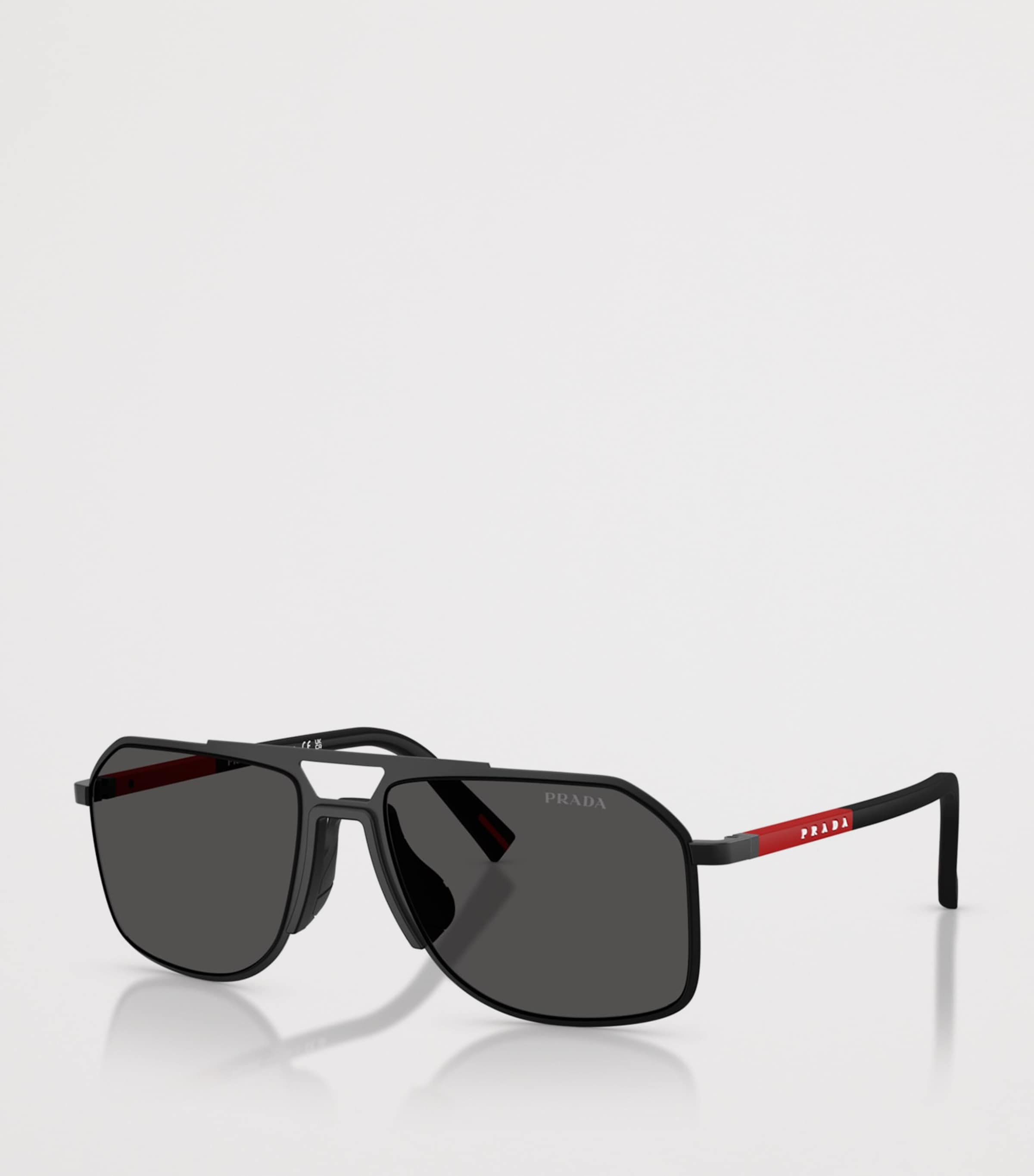 Prada Linea Rossa Metal PR B51S Pilot Sunglasses Black Image 2